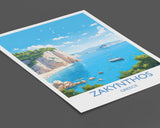 Zakynthos Travel Print, Travel Poster of Zakynthos, Greece Gift, Greek Islands Art, ZakynthosGift, Wall Art Print NQ Media Designs