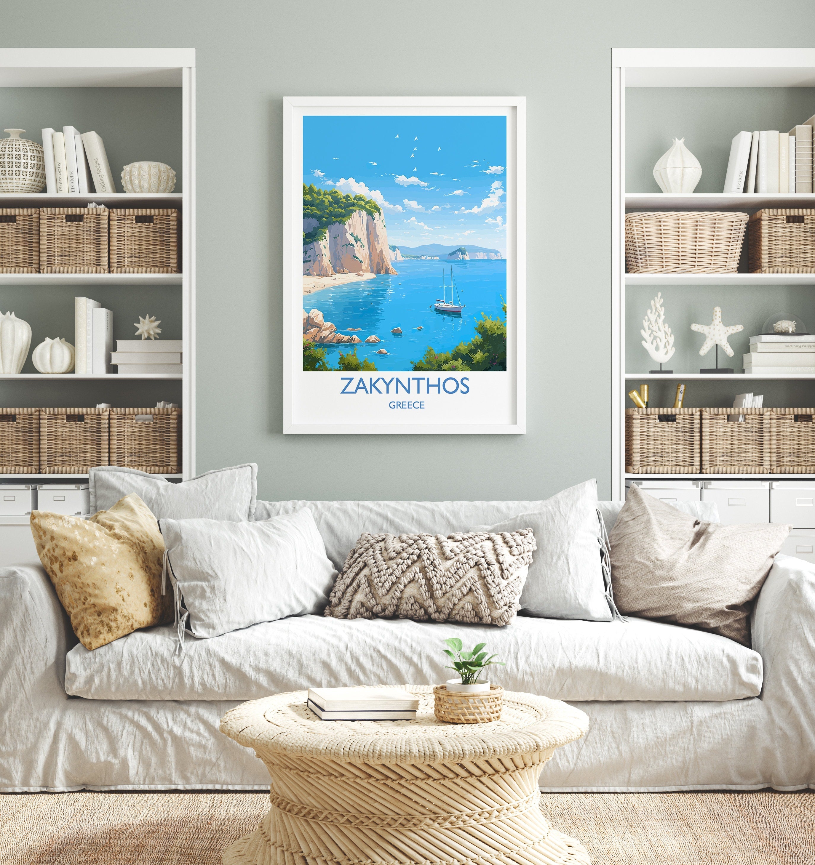 Zakynthos Travel Print, Travel Poster of Zakynthos, Greece Gift, Greek Islands Art, ZakynthosGift, Wall Art Print NQ Media Designs