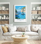 Zakynthos Travel Poster, Travel Print of Zakynthos, Greece Gift, Greek Islands Art, ZakynthosGift, Wall Art Print NQ Media Designs