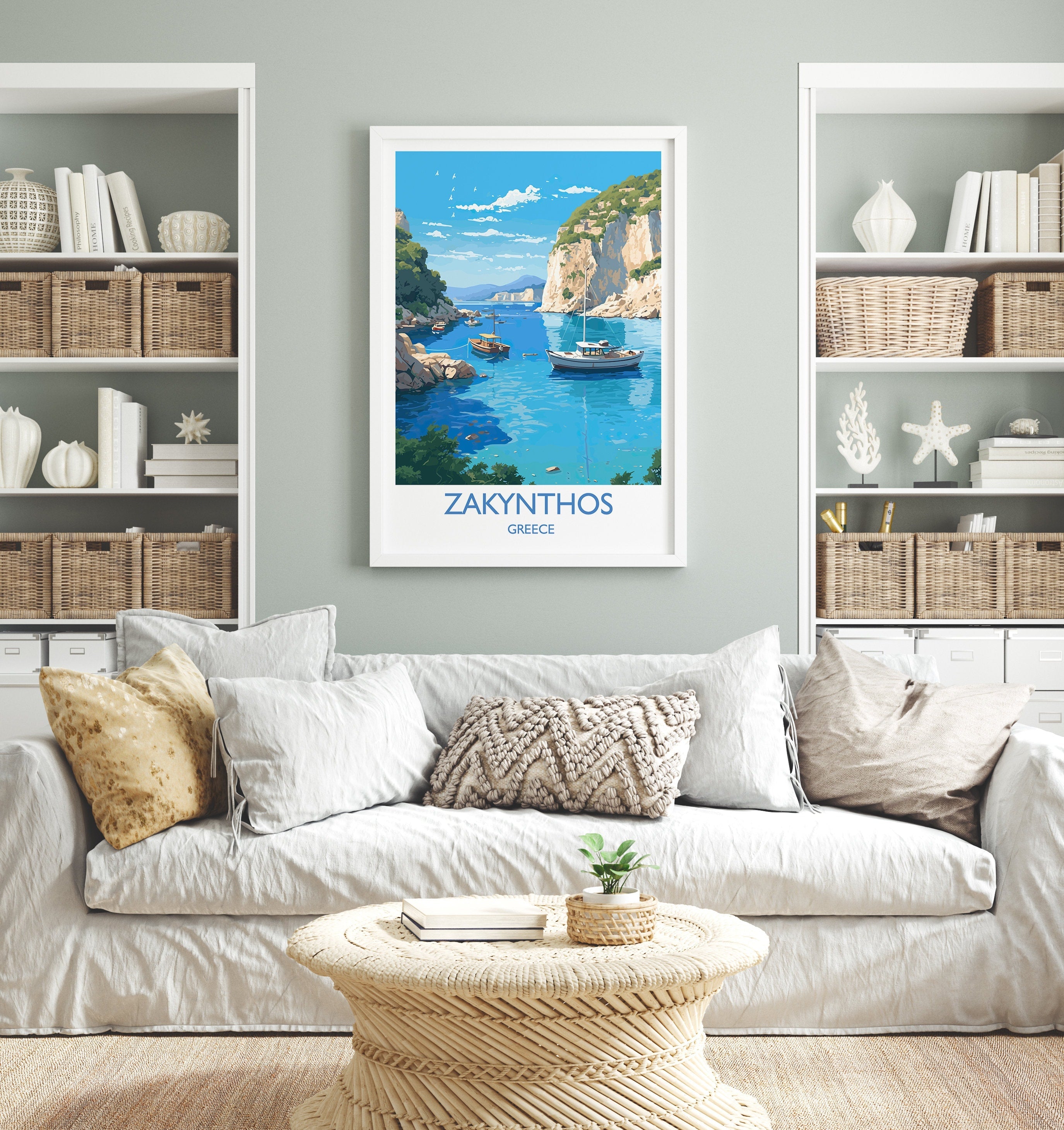 Zakynthos Travel Poster, Travel Print of Zakynthos, Greece Gift, Greek Islands Art, ZakynthosGift, Wall Art Print NQ Media Designs
