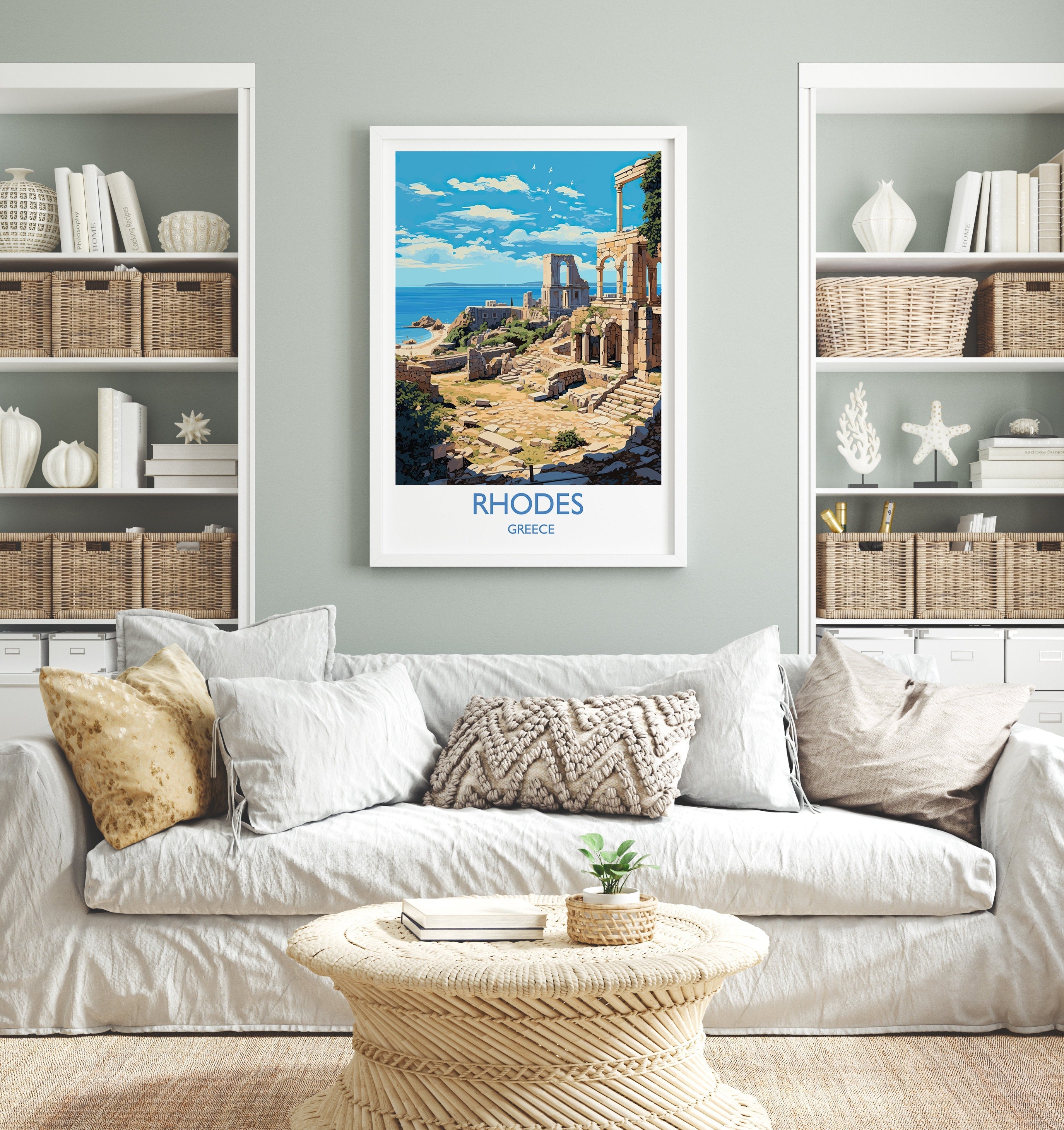 Rhodes Travel Print, Travel Poster of Rhodes, Greece Gift, Greek Islands Art, Rhodes Gift, Wall Art Print NQ Media Designs