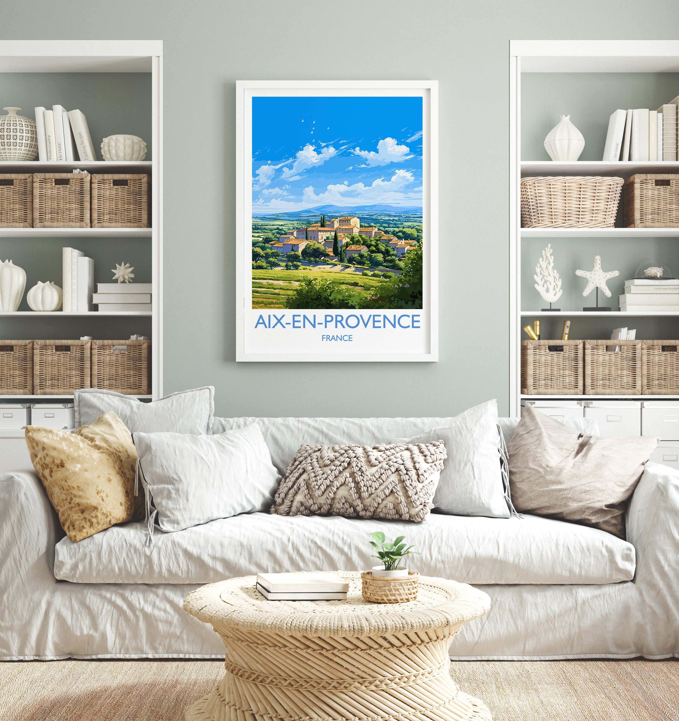 Aix-en-Provence Travel Poster, Travel Print of Aix-en-Provence, France, Provence Art, Aix-en-Provence Gift, Wall Art Print NQ Media Designs