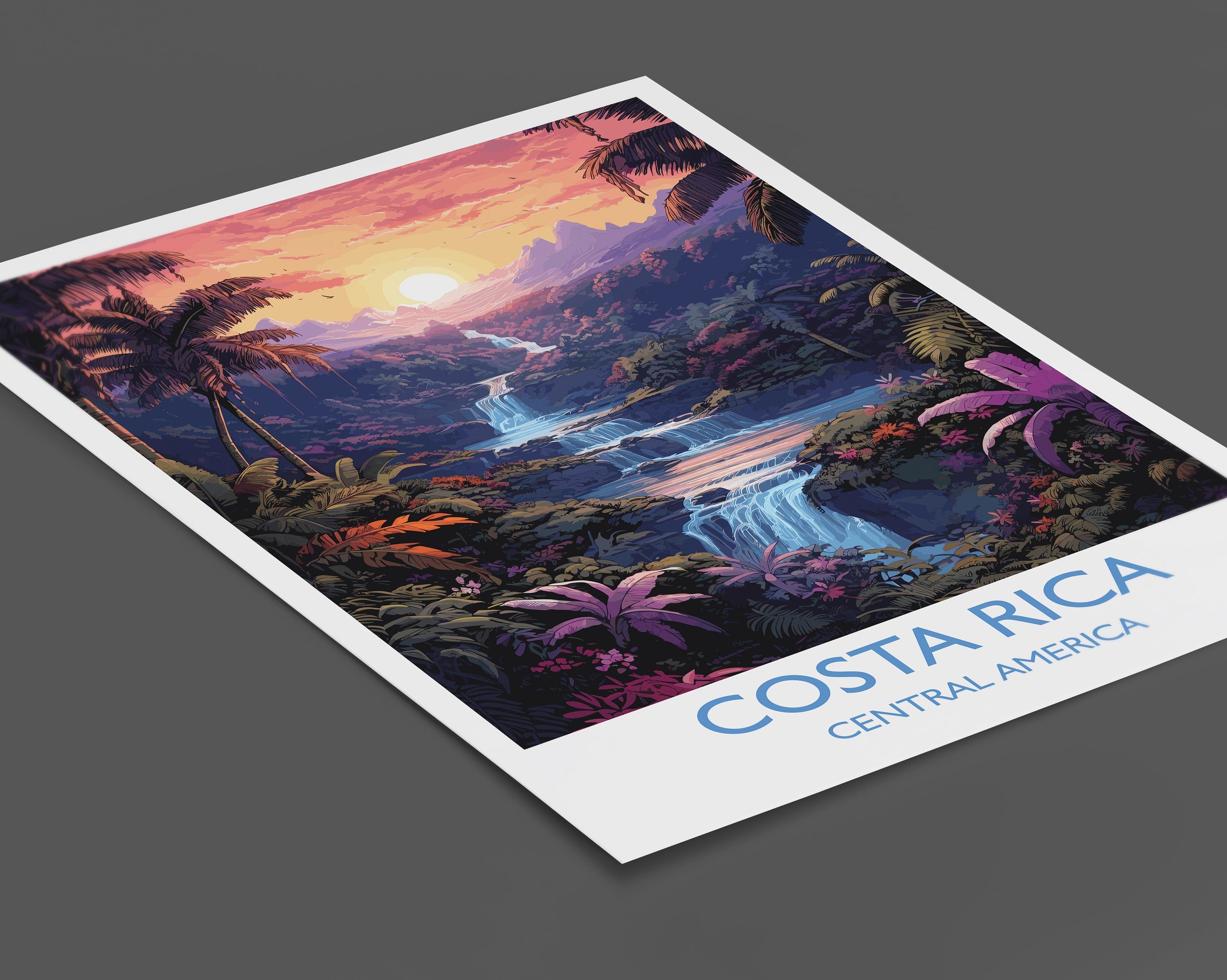 Costa Rica Travel Print, Travel Poster of Costa Rica, Central America, Costa Rica Gift, Wall Art Print NQ Media Designs