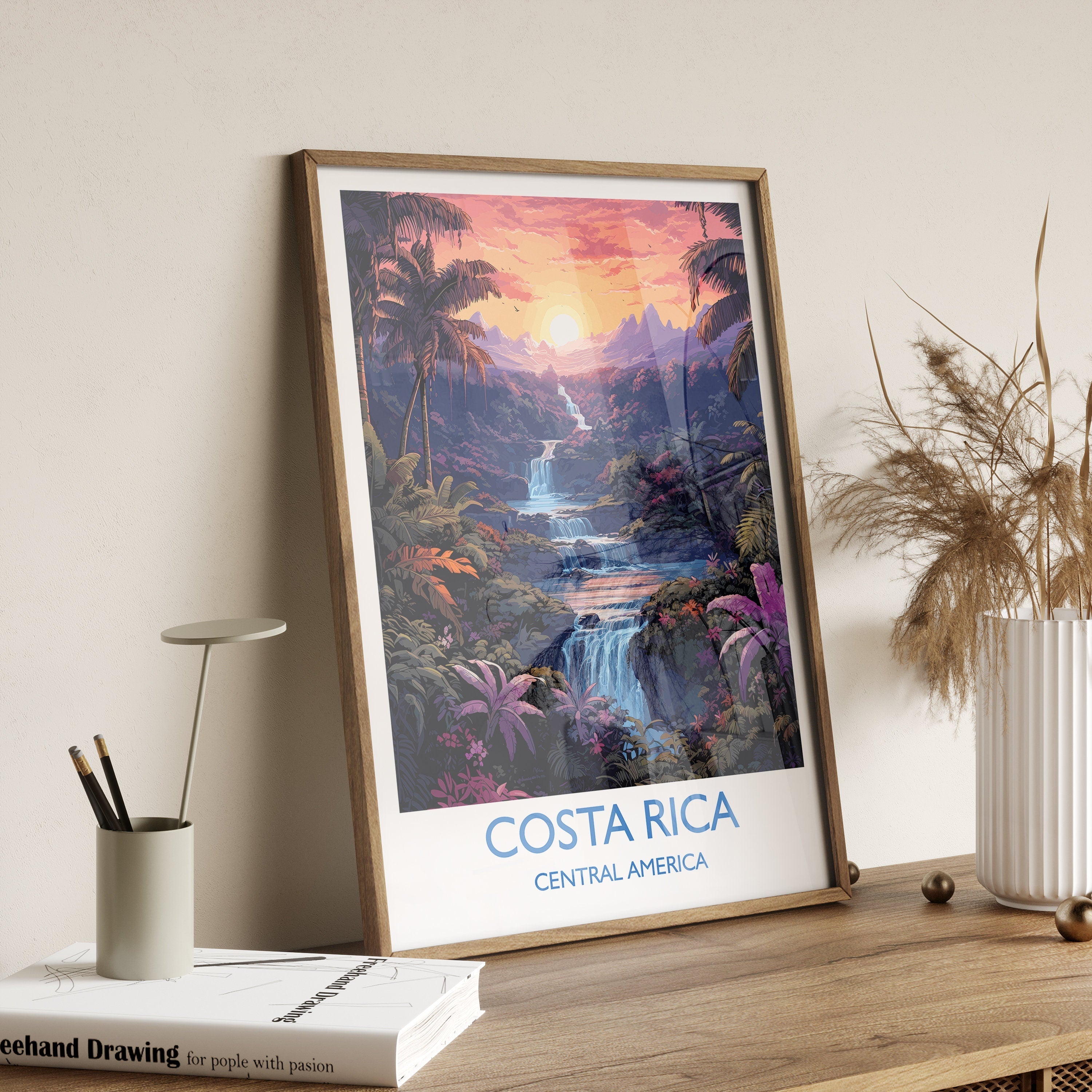Costa Rica Travel Print, Travel Poster of Costa Rica, Central America, Costa Rica Gift, Wall Art Print NQ Media Designs