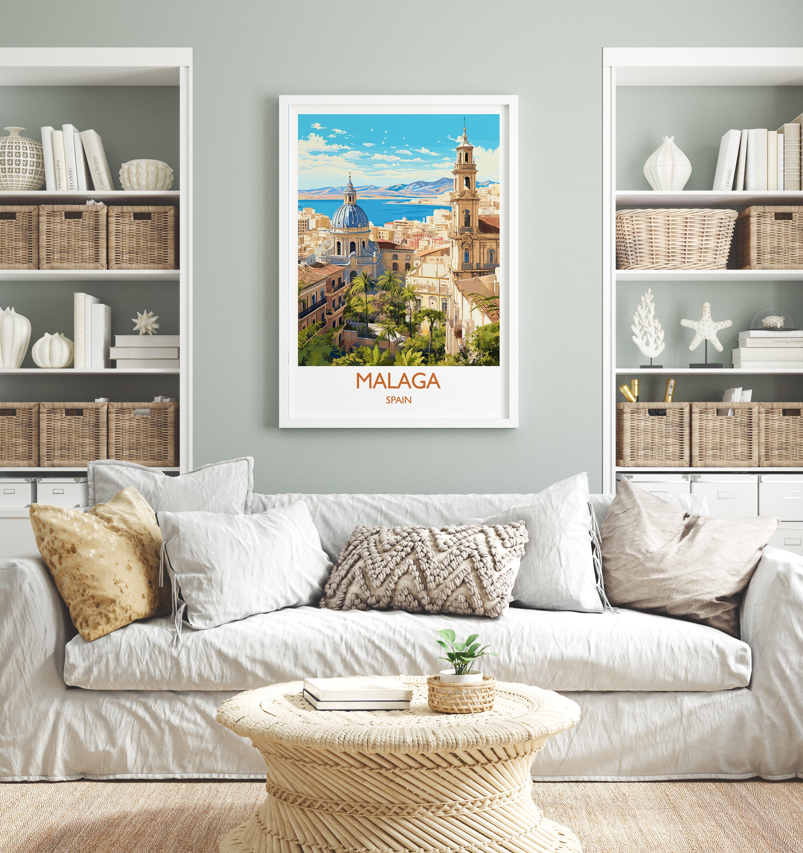 Malaga Travel Print, Travel Poster of Malaga, Spain, Malaga Art, Malaga Gift, Wall Art Print NQ Media Designs