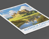 Alnwick Castle Travel Print, Travel Poster of Alnwick Castle, Northumberland, England, Alnwick Castle Gift, Wall Art Print NQ Media Designs