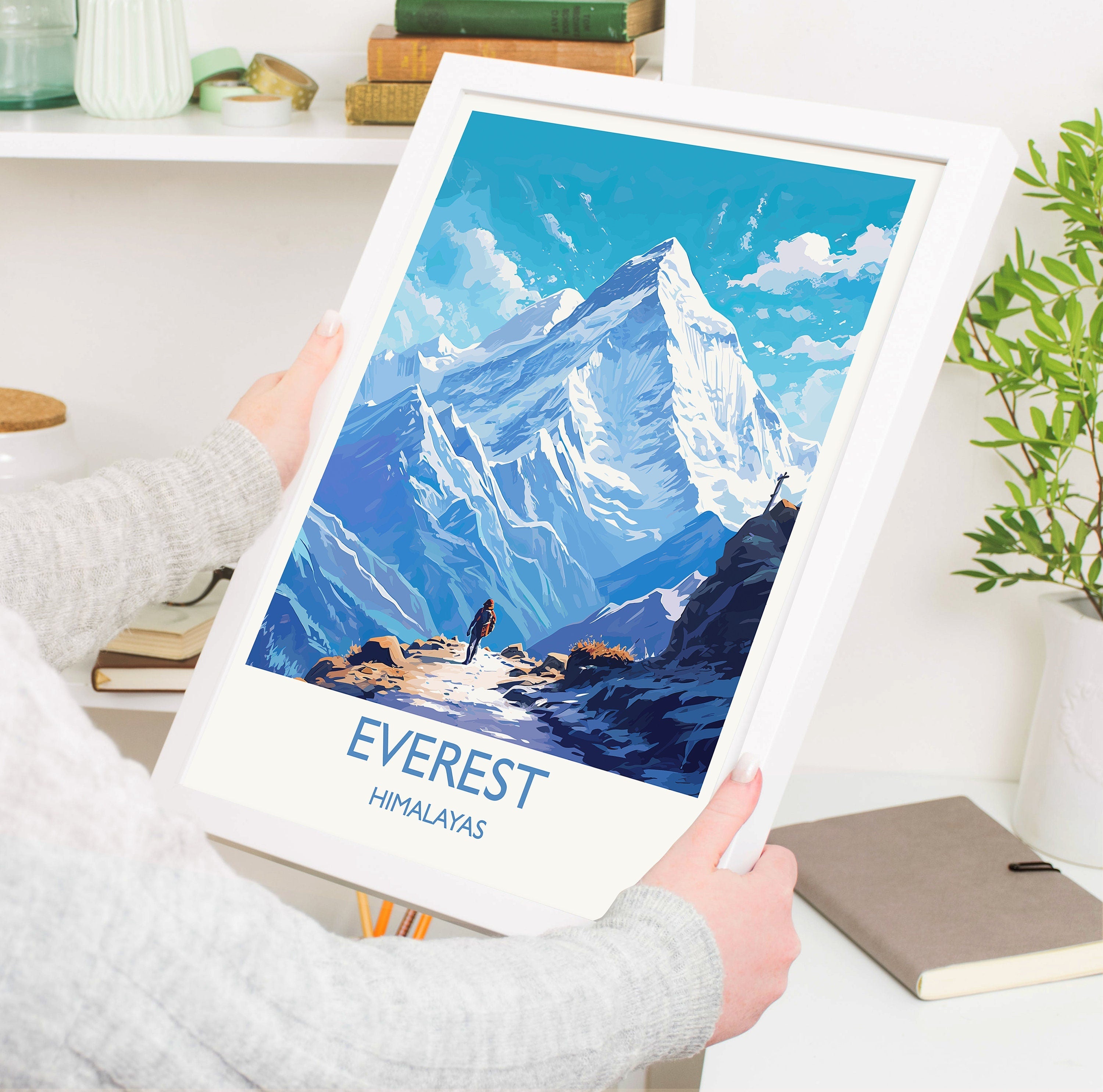 Everest Travel Poster, Travel Print of Everest, Everest Gift, Himalayas Art, Mount Everest Gift, Wall Art Print NQ Media Designs