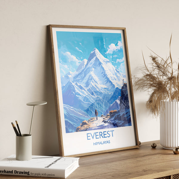 Everest Travel Poster, Travel Print of Everest, Everest Gift, Himalayas Art, Mount Everest Gift, Wall Art Print