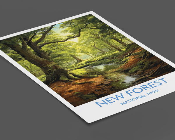 New Forest Travel Poster, Travel Print of New Forest, England, New Forest Art, New Forest Gift, Wall Art Print