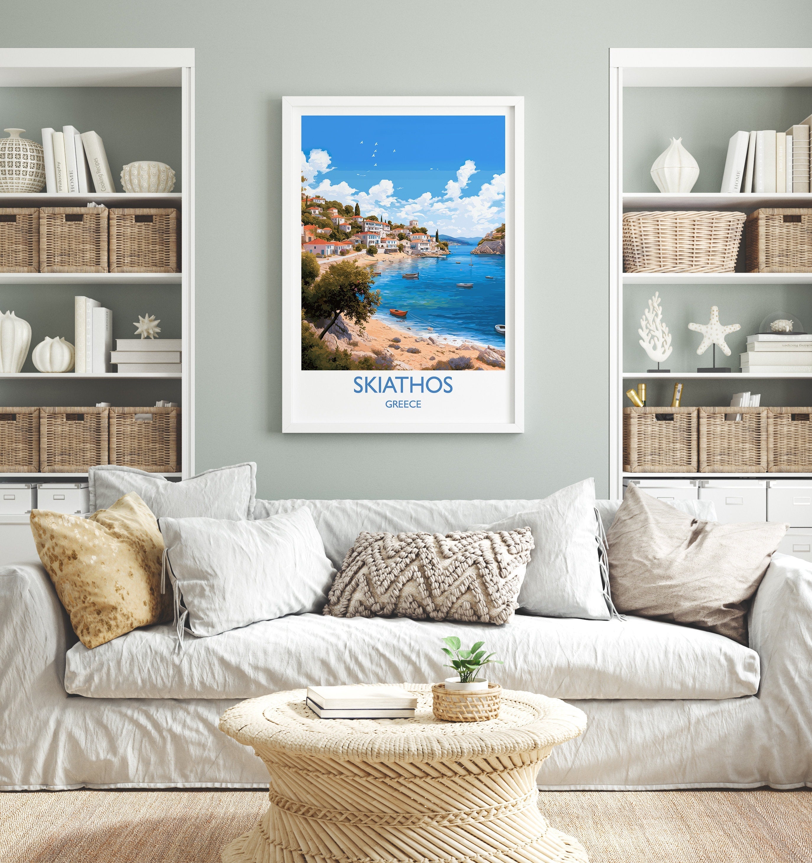 Skiathos Travel Print, Travel Poster of Skiathos, Greece Gift, Greek Islands Art, Skiathos Gift, Wall Art Print NQ Media Designs
