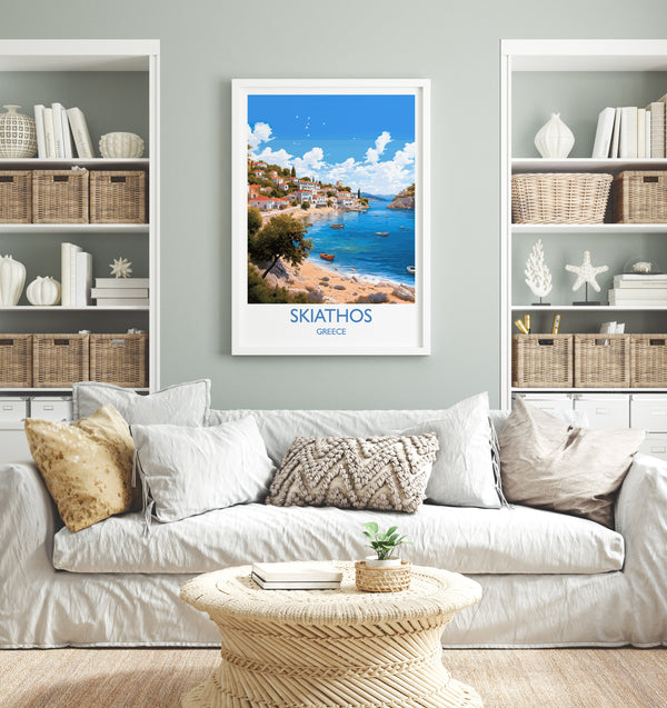 Skiathos Travel Print, Travel Poster of Skiathos, Greece Gift, Greek Islands Art, Skiathos Gift, Wall Art Print
