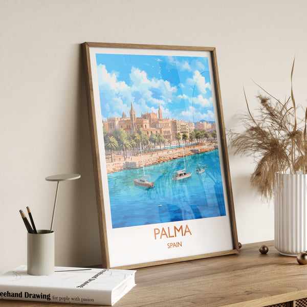 Palma Travel Print, Travel Poster of Palma, Spain, Palma Art, Palma Gift, Wall Art Print