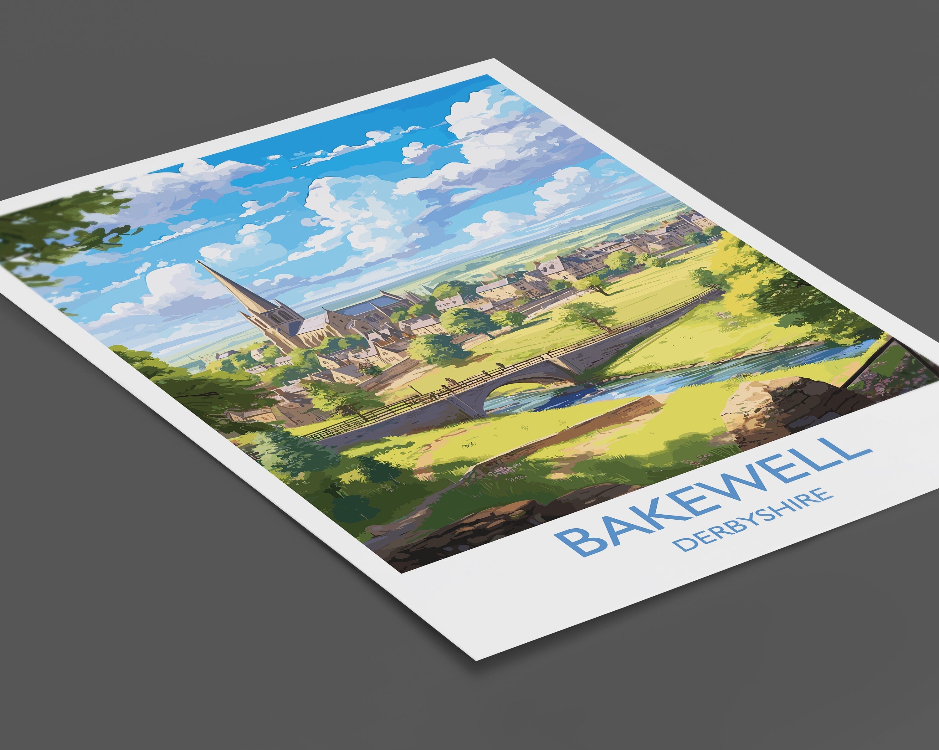 Bakewell Travel Poster, Bakewell Travel Print, England, Derbyshire Art, Bakewell Gift, Wall Art Print NQ Media Designs