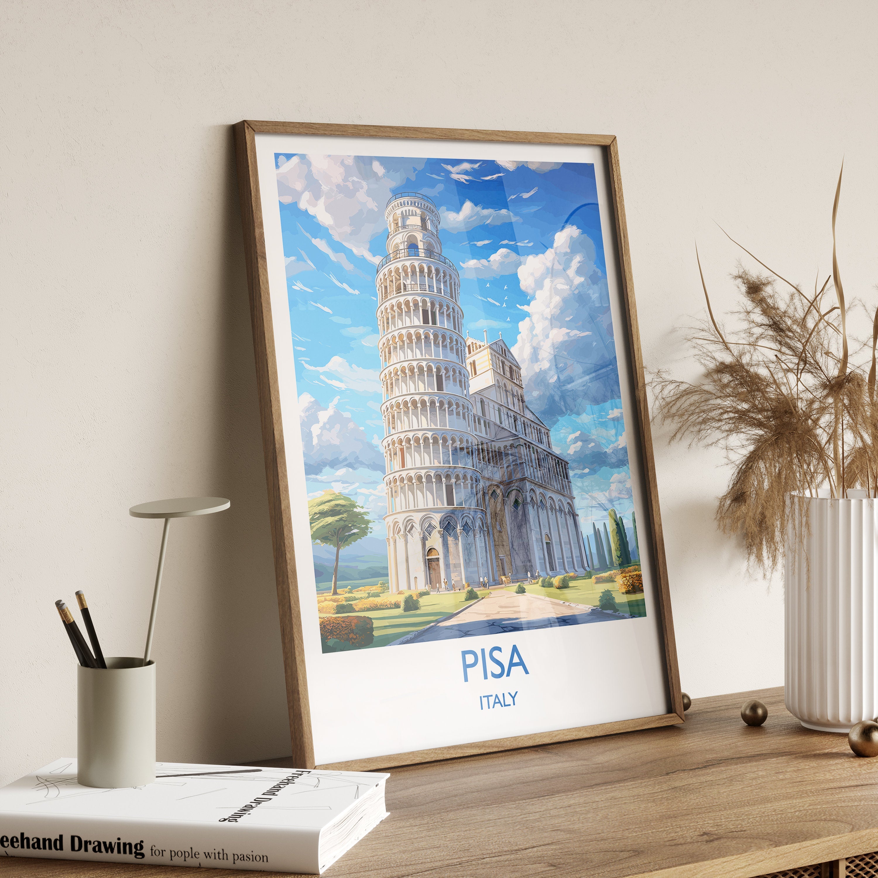 Pisa Travel Poster, Travel Print of Pisa, Italy, Pisa Art, Pisa Gift, Wall Art Print NQ Media Designs