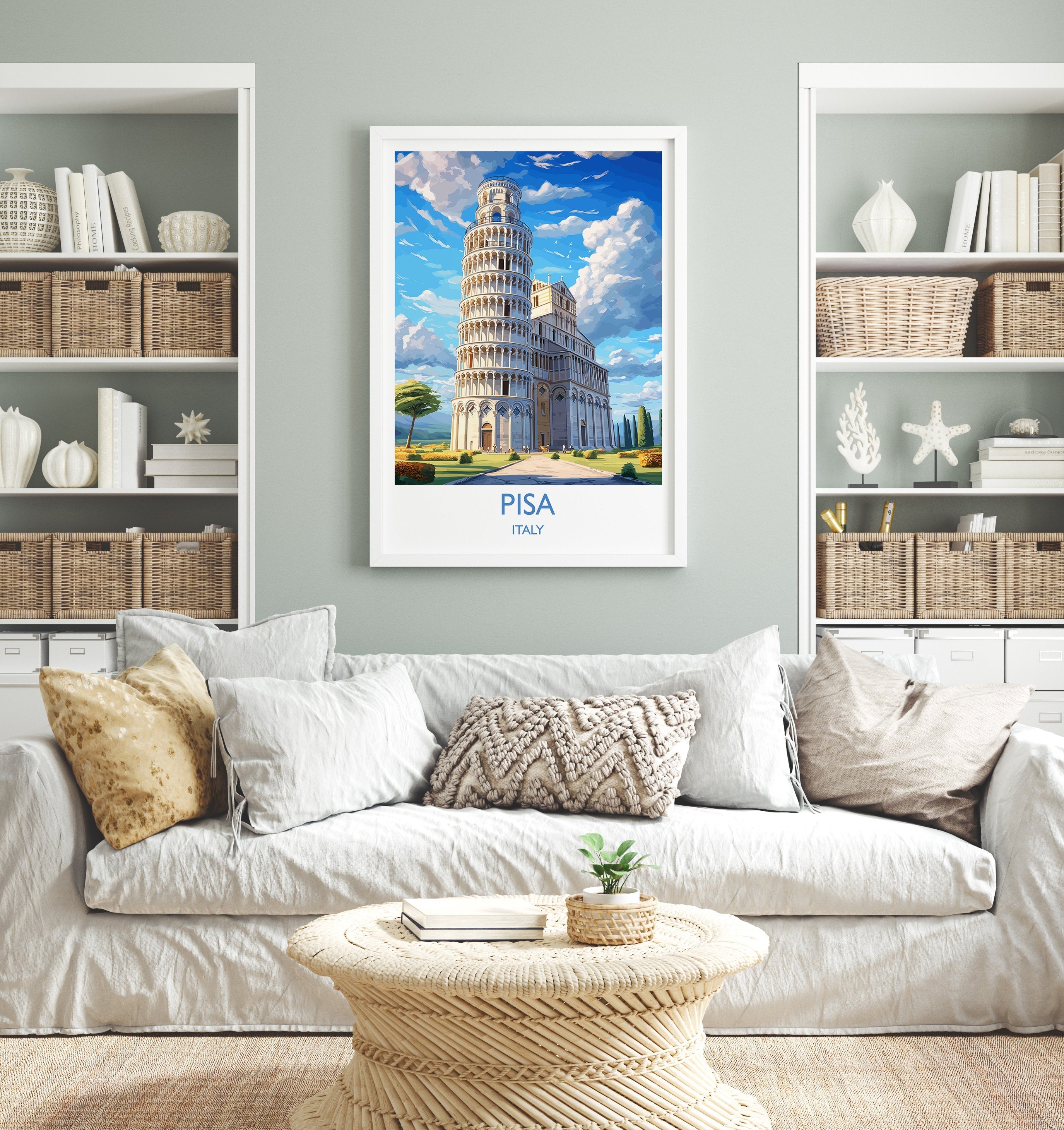 Pisa Travel Poster, Travel Print of Pisa, Italy, Pisa Art, Pisa Gift, Wall Art Print NQ Media Designs