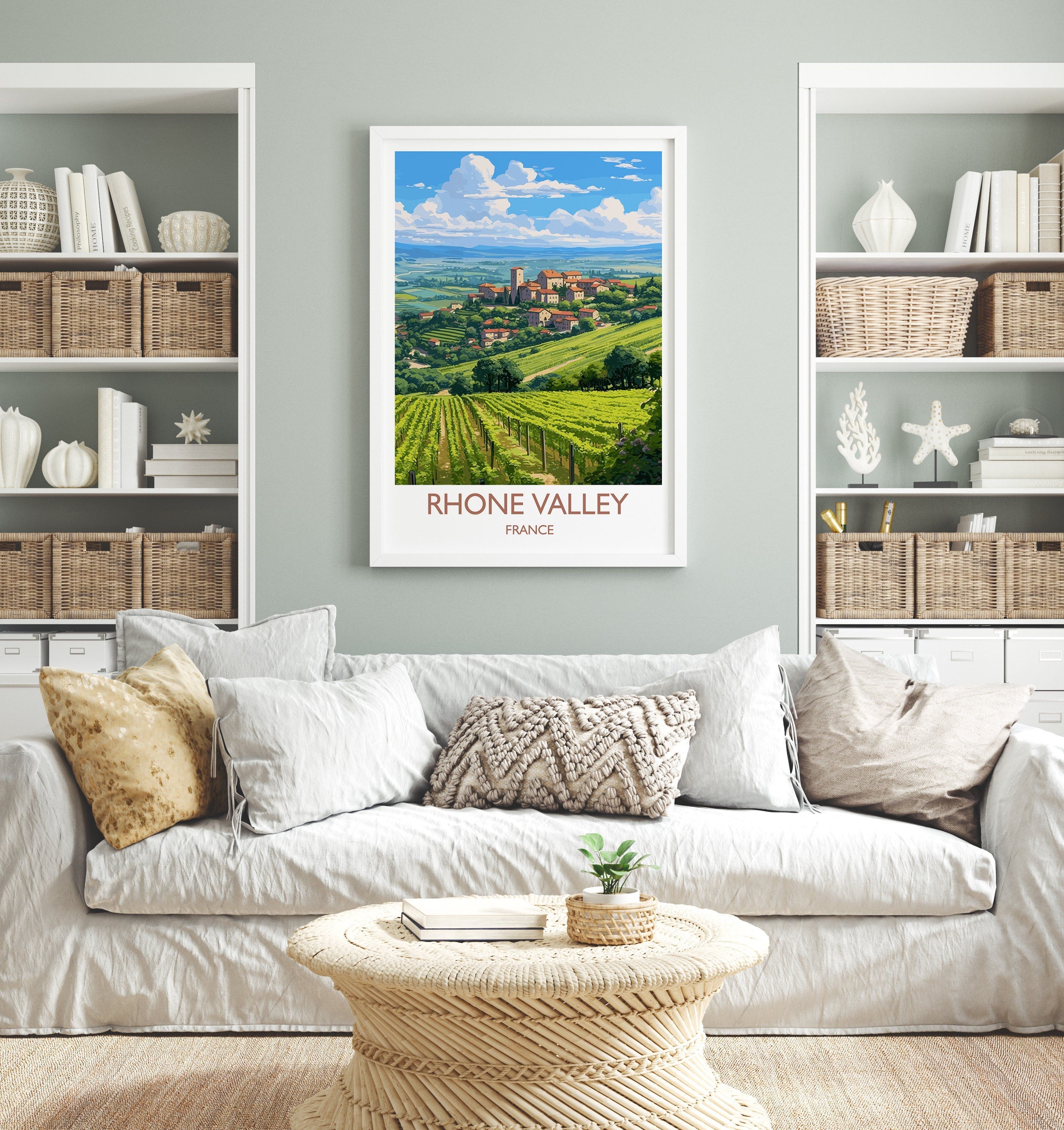 Rhone Valley Print, Travel Poster of Rhone Valley, Wine Region, France, Europe, Travel Gift NQ Media Designs