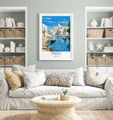Paros Travel Poster, Travel Print of Paros, Greece Gift, Greek Islands Art, Paros Gift, Wall Art Print NQ Media Designs