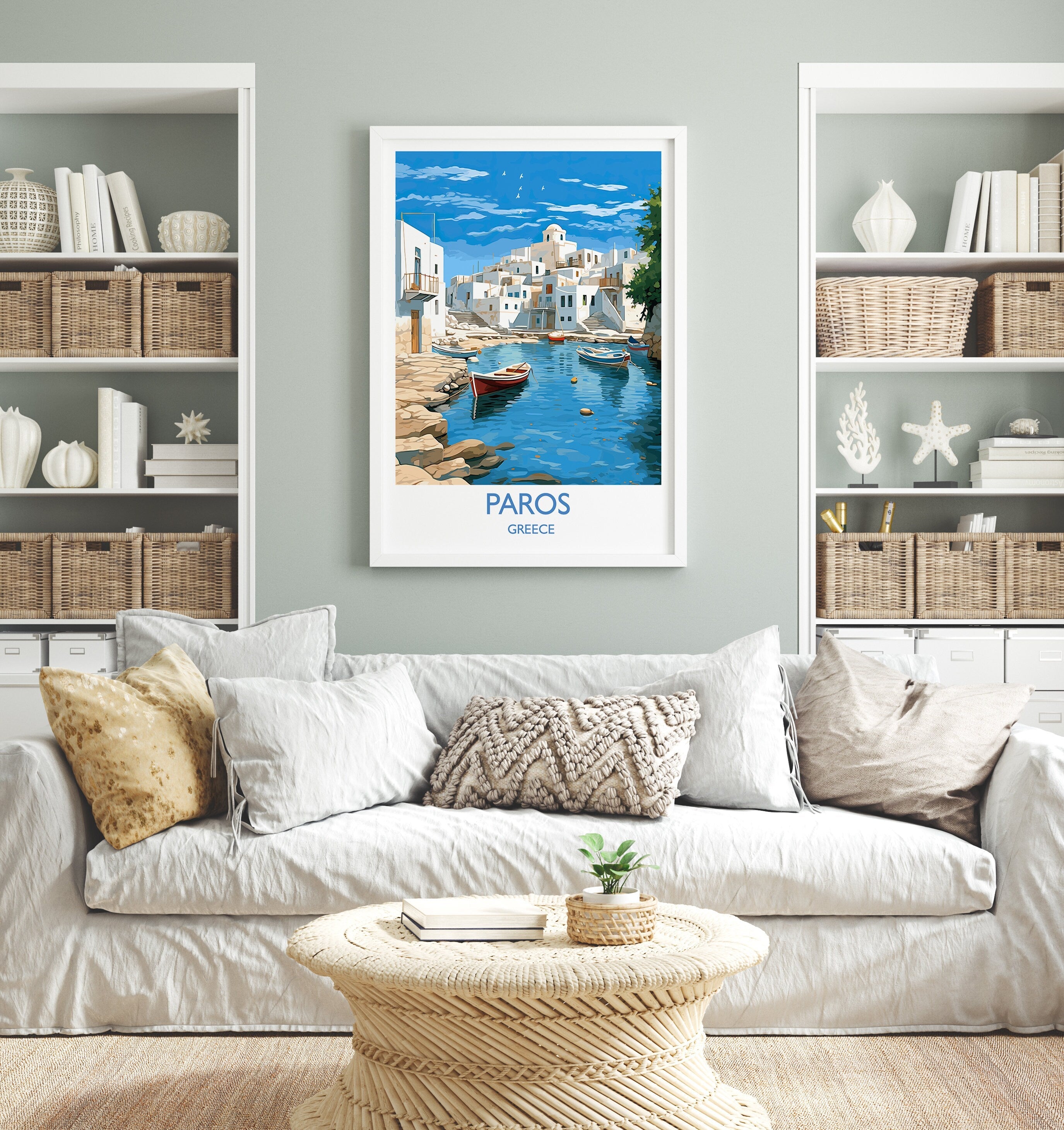 Paros Travel Poster, Travel Print of Paros, Greece Gift, Greek Islands Art, Paros Gift, Wall Art Print NQ Media Designs
