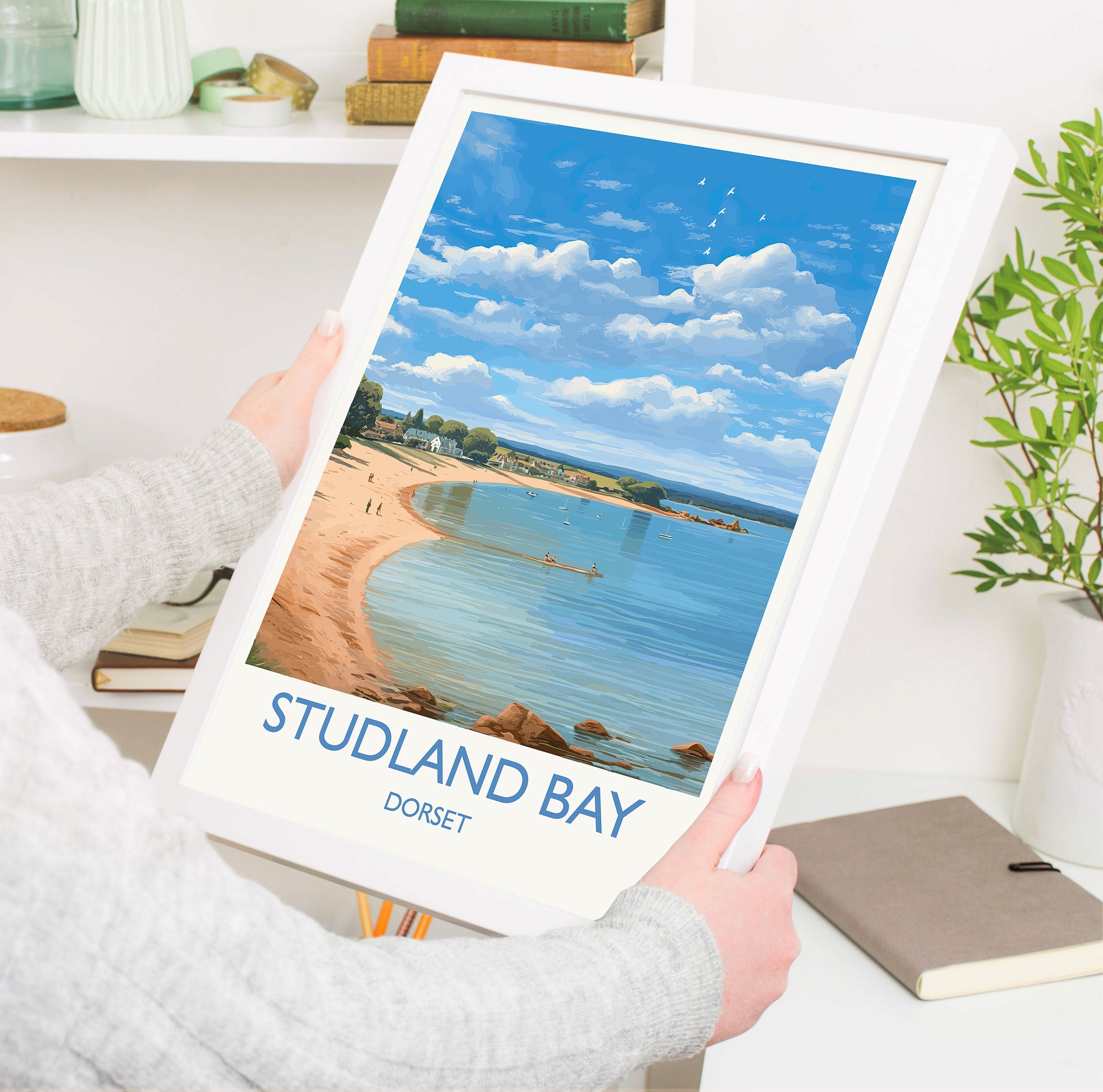 Studland Bay Travel Print, Travel Poster of Studland Bay, England, Dorset Coast Art, Dorset Gift, Wall Art Print NQ Media Designs