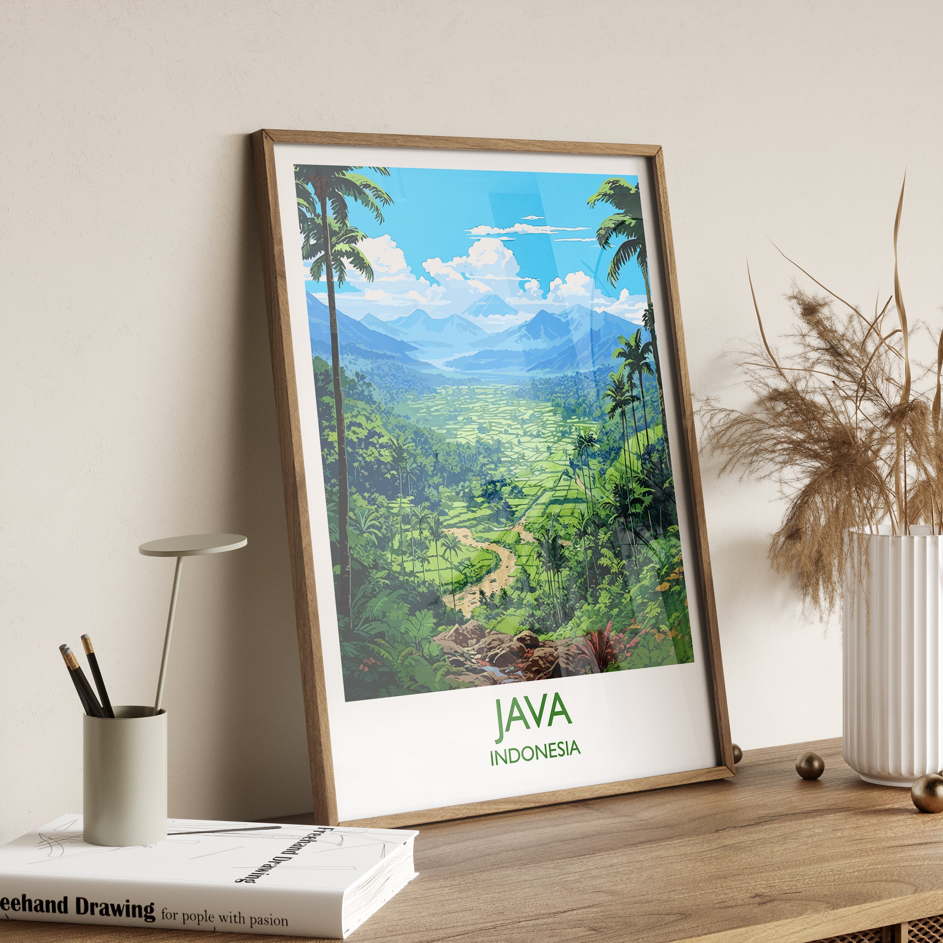 Java Travel Print, Travel Poster of Java, Indonesia, Java Gift, Wall Art Print NQ Media Designs