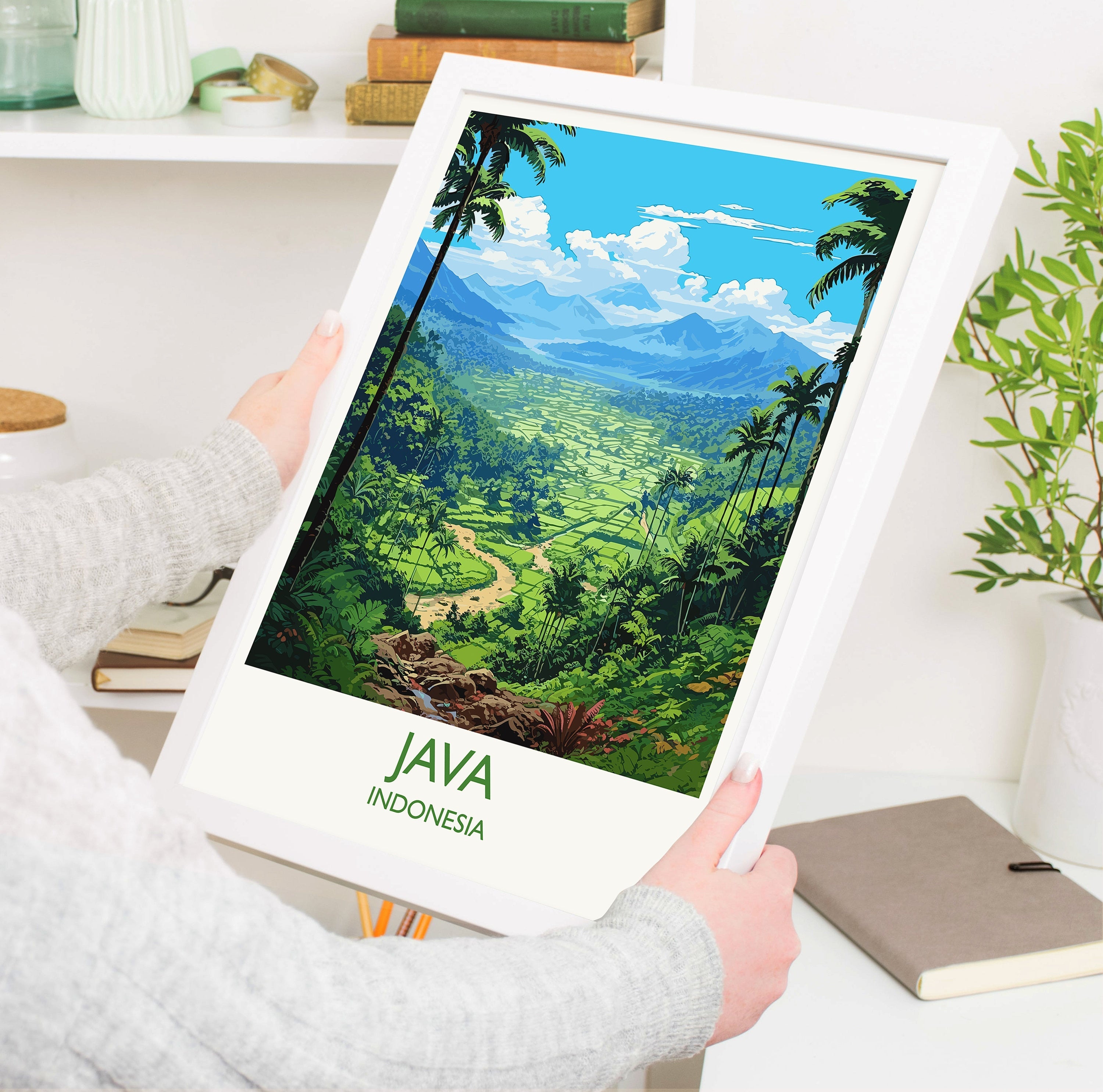 Java Travel Print, Travel Poster of Java, Indonesia, Java Gift, Wall Art Print NQ Media Designs