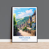 Matlock Travel Poster, Matlock Travel Print, England, Derbyshire Art, Matlock Gift, Wall Art Print NQ Media Designs