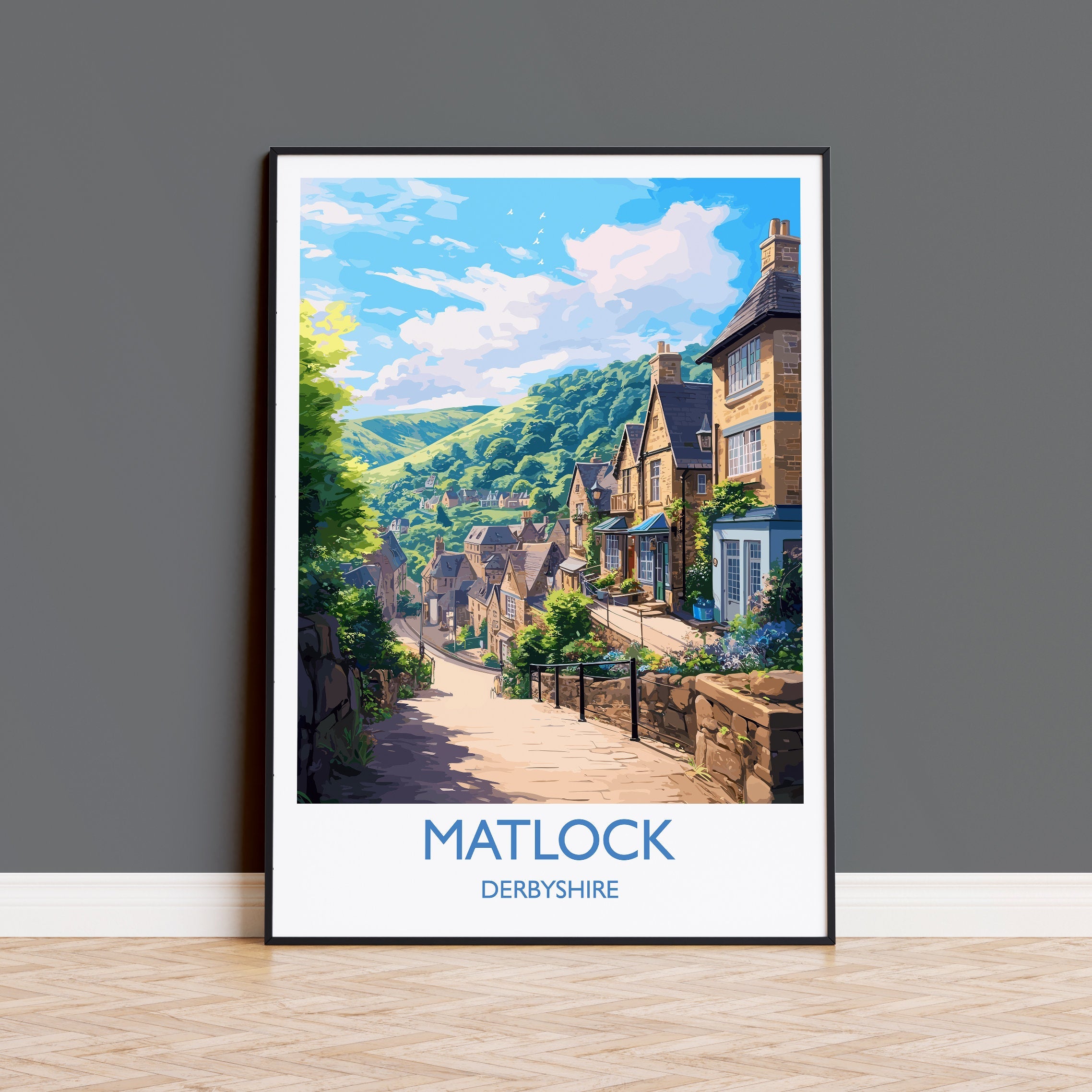 Matlock Travel Poster, Matlock Travel Print, England, Derbyshire Art, Matlock Gift, Wall Art Print NQ Media Designs