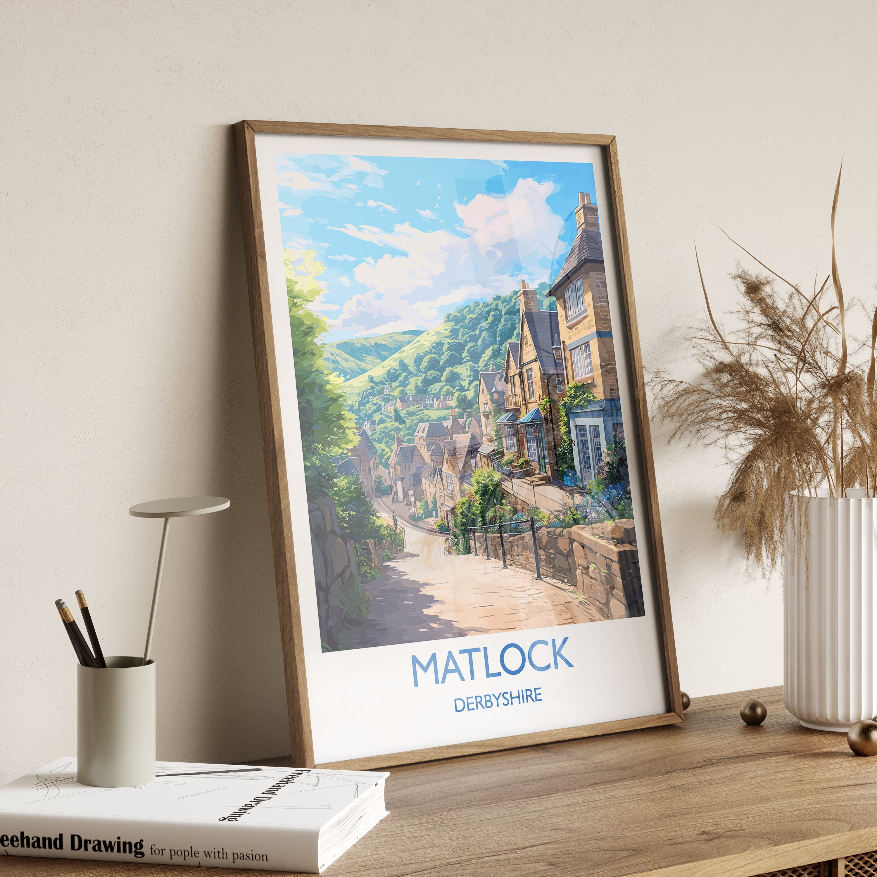 Matlock Travel Poster, Matlock Travel Print, England, Derbyshire Art, Matlock Gift, Wall Art Print NQ Media Designs