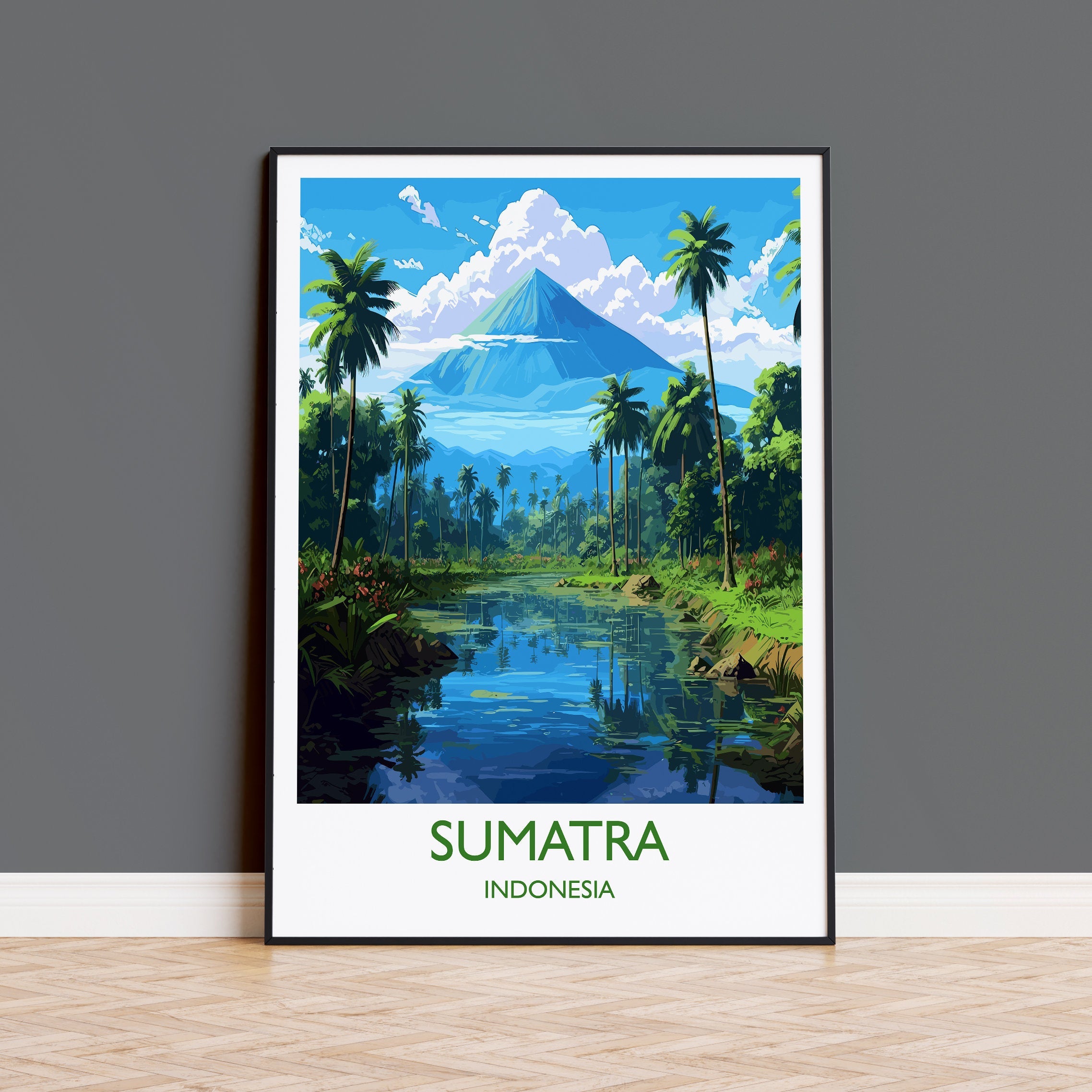 Sumatra Travel Print, Travel Poster of Sumatra, Indonesia, Sumatra Gift, Wall Art Print NQ Media Designs