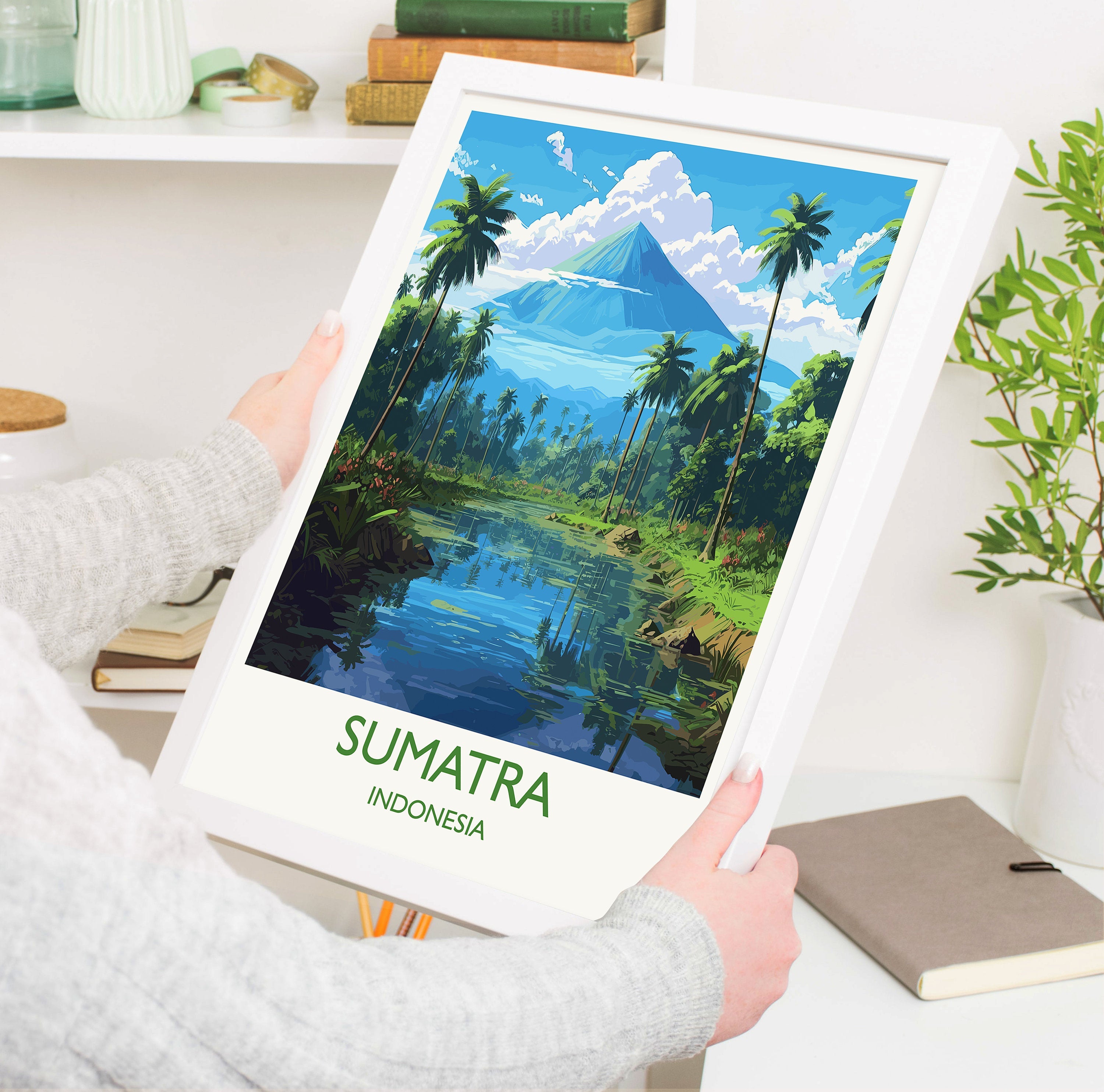 Sumatra Travel Print, Travel Poster of Sumatra, Indonesia, Sumatra Gift, Wall Art Print NQ Media Designs
