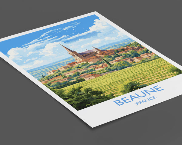 Beaune Travel Poster, Travel Print of Beaune, France, Burgundy Art, Beaune Gift, Wall Art Print