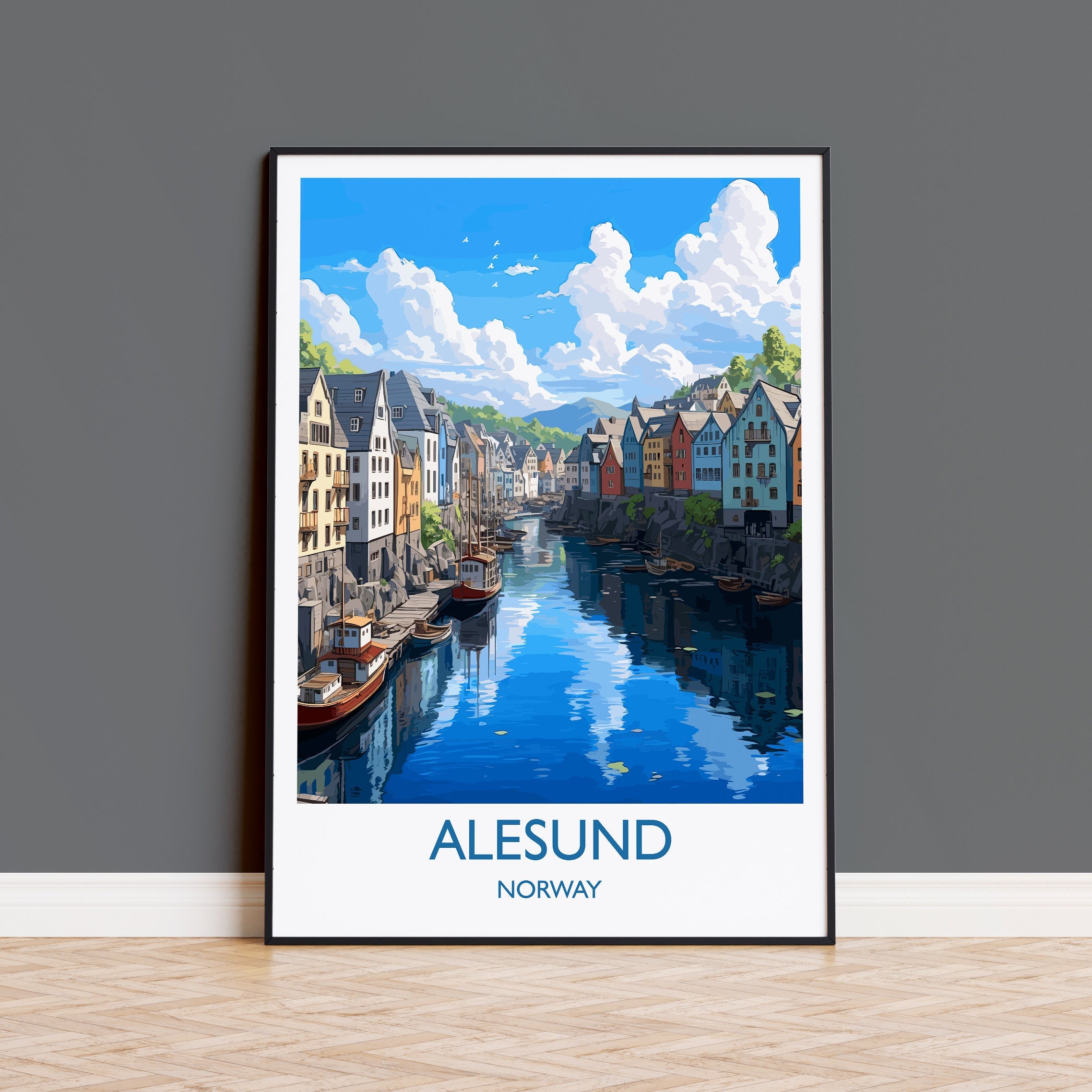 Alesund Poster, Travel Print of Alesund, Norway, Alesund Gift, Travel Gift NQ Media Designs