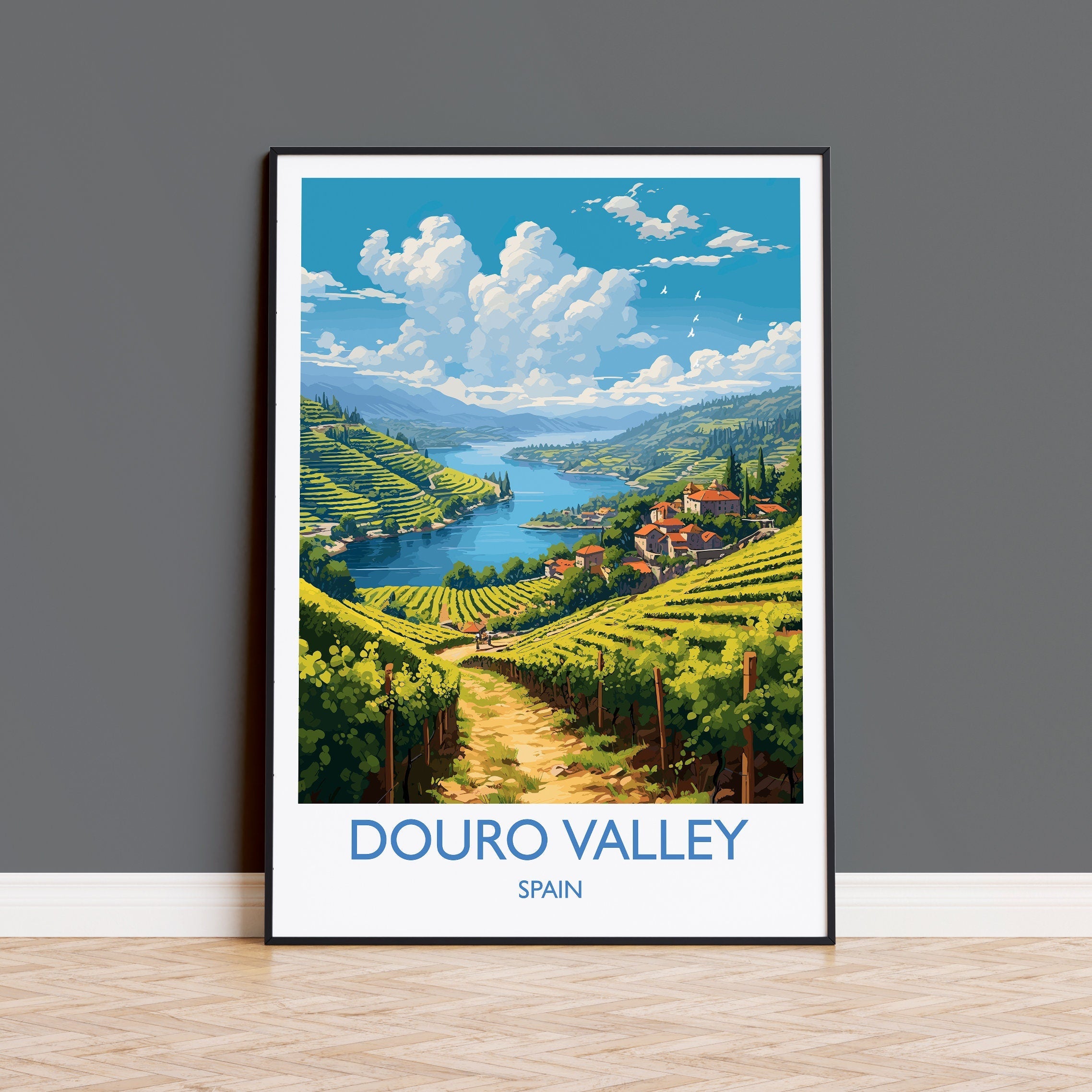 Douro Valley Travel Poster, Travel Print of Douro Valley, Spain, Wine Region Art, Douro Valley Gift, Wall Art Print NQ Media Designs