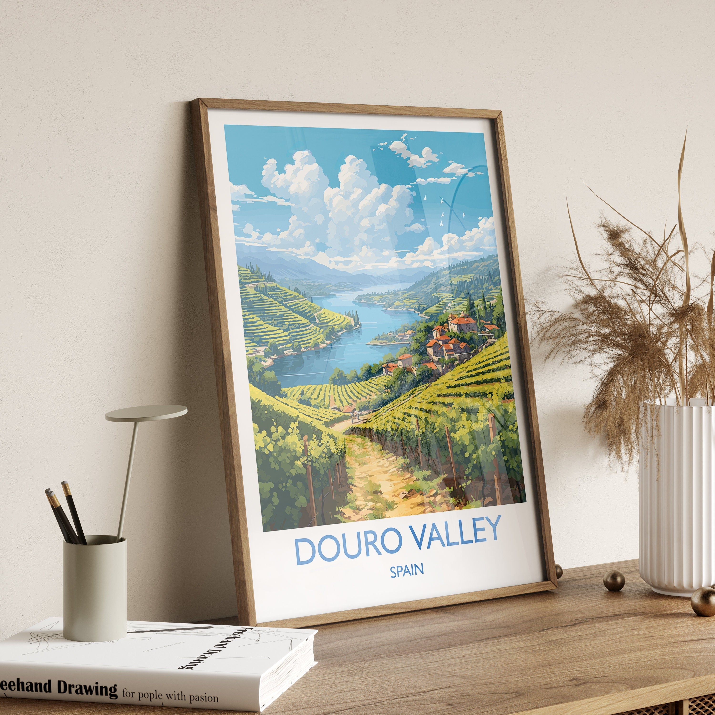 Douro Valley Travel Poster, Travel Print of Douro Valley, Spain, Wine Region Art, Douro Valley Gift, Wall Art Print NQ Media Designs
