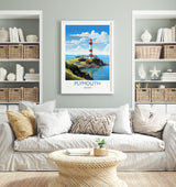 Plymouth Travel Print, Travel Poster of Plymouth, Devon, England, Devon Coast Art, Devon Gift, Wall Art Print NQ Media Designs