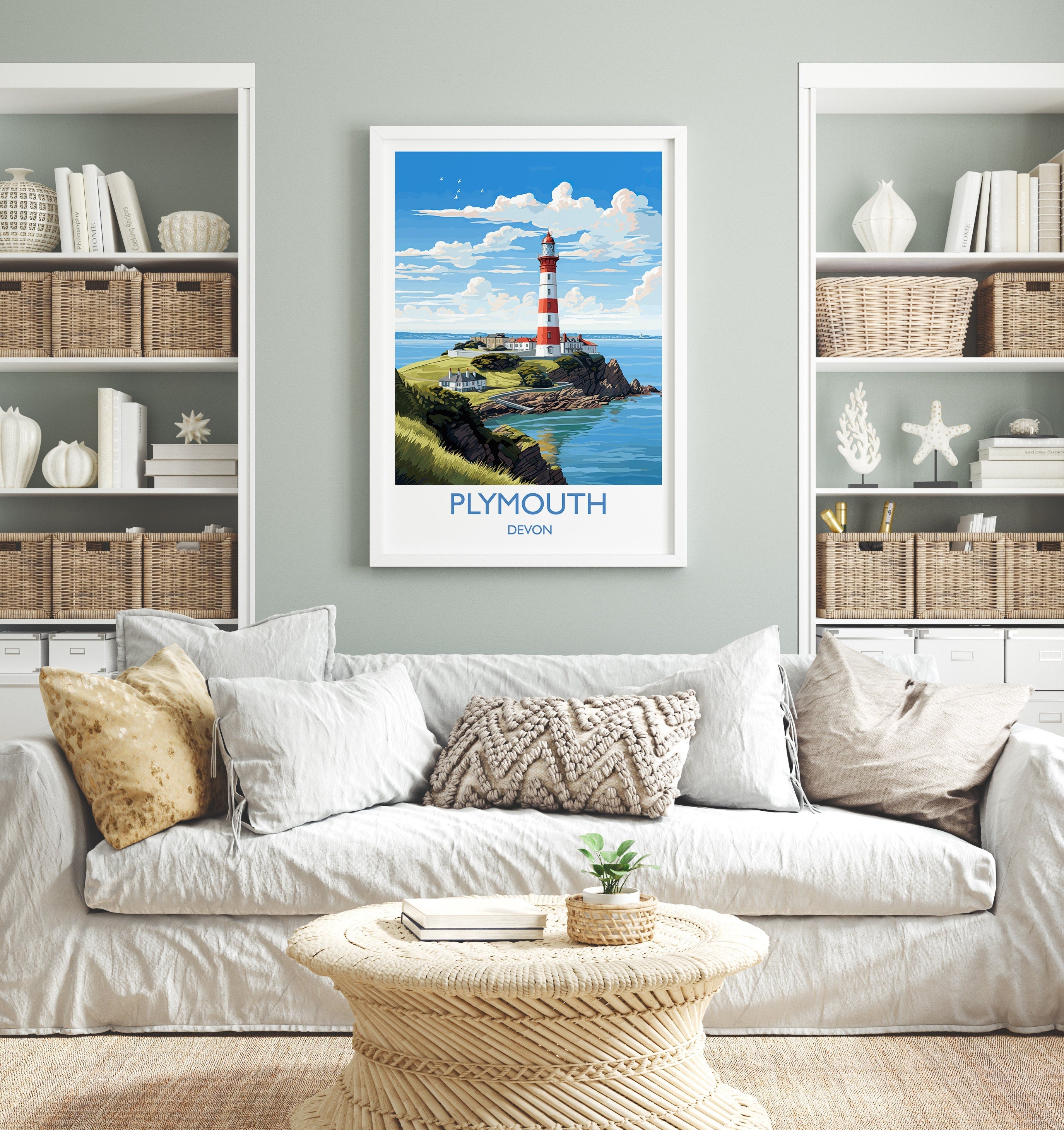 Plymouth Travel Print, Travel Poster of Plymouth, Devon, England, Devon Coast Art, Devon Gift, Wall Art Print NQ Media Designs