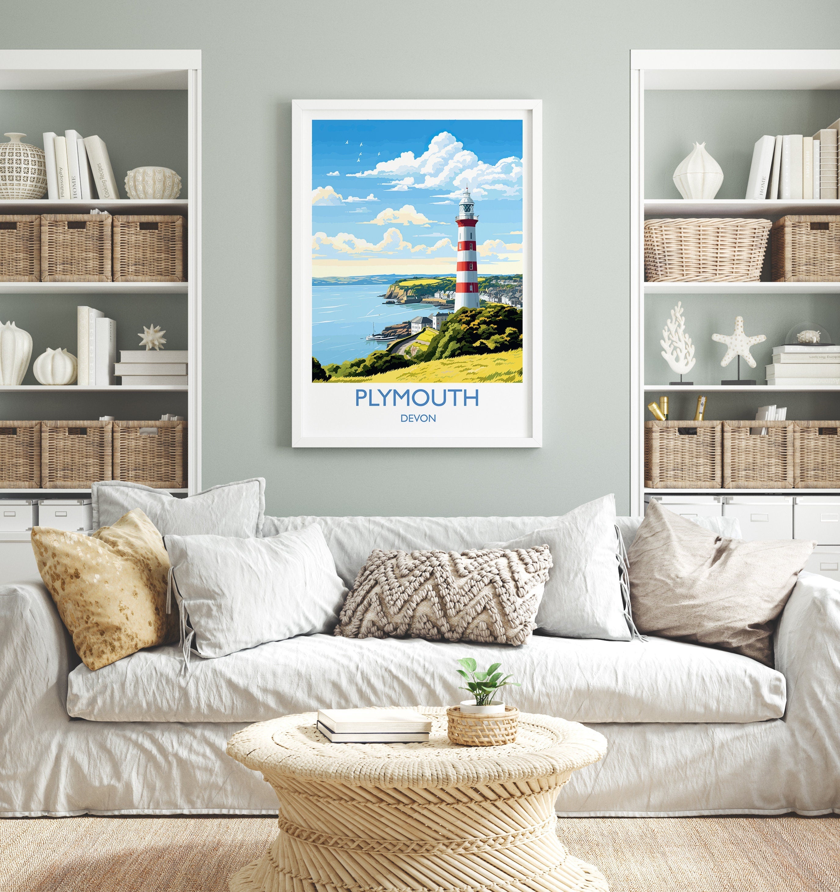 Plymouth Travel Poster, Travel Print of Plymouth, Devon, England, Devon Coast Art, Devon Gift, Wall Art Print NQ Media Designs