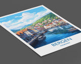 Bergen Poster, Travel Print of Bergen, Norway, Bergen Gift, Travel Gift NQ Media Designs