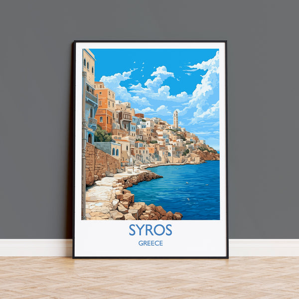 Syros Travel Print, Travel Poster of Syros, Greece Gift, Greek Islands Art, Syros Gift, Wall Art Print