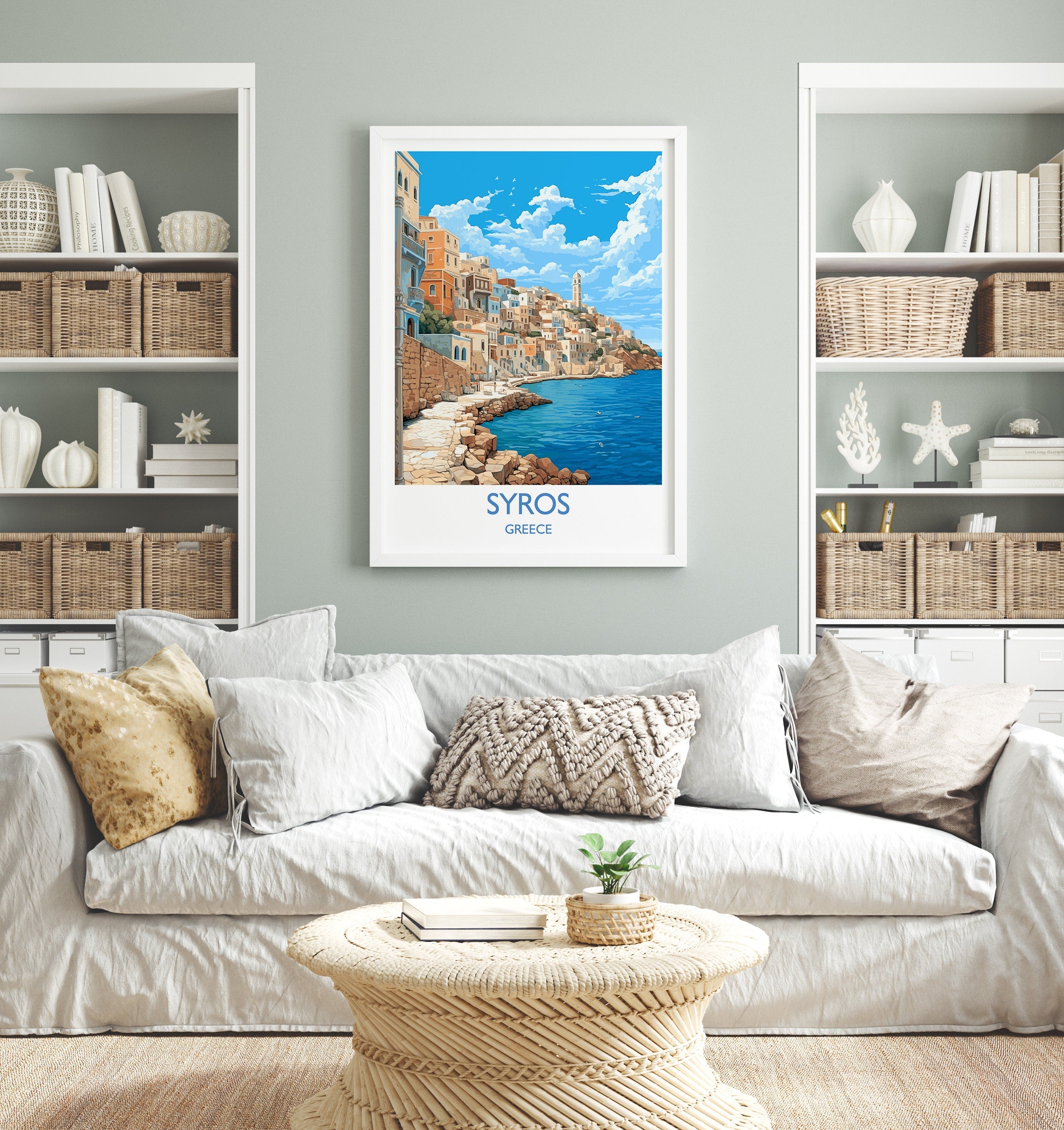Syros Travel Print, Travel Poster of Syros, Greece Gift, Greek Islands Art, Syros Gift, Wall Art Print NQ Media Designs