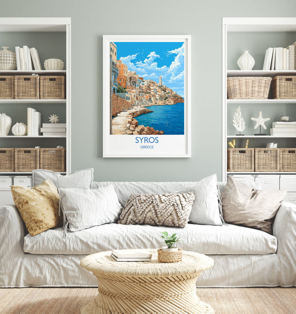 Syros Travel Print, Travel Poster of Syros, Greece Gift, Greek Islands Art, Syros Gift, Wall Art Print