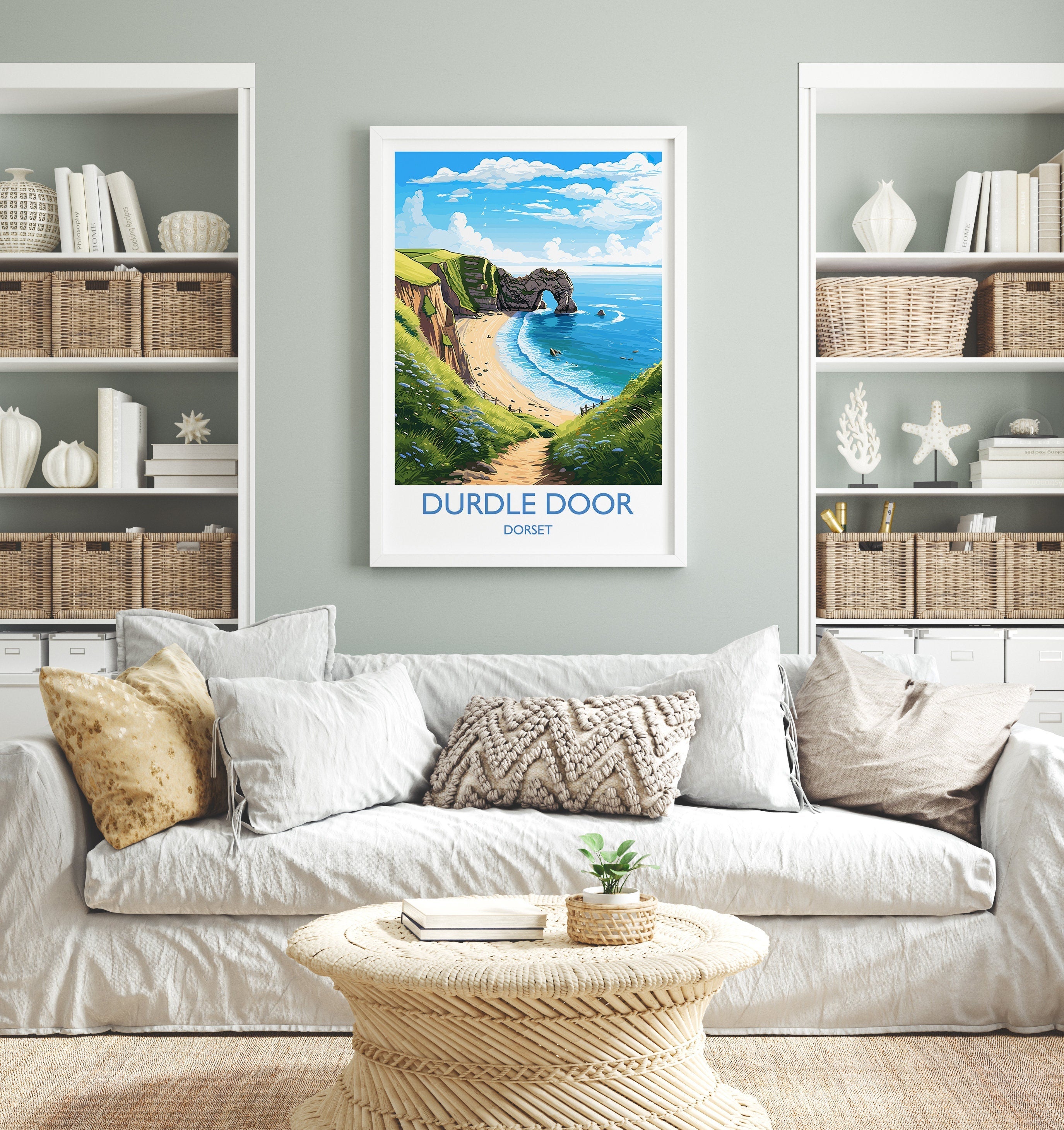 Durdle Door Travel Print, Travel Poster of Durdle Door, England, Dorset Coast Art, Dorset Gift, Wall Art Print NQ Media Designs