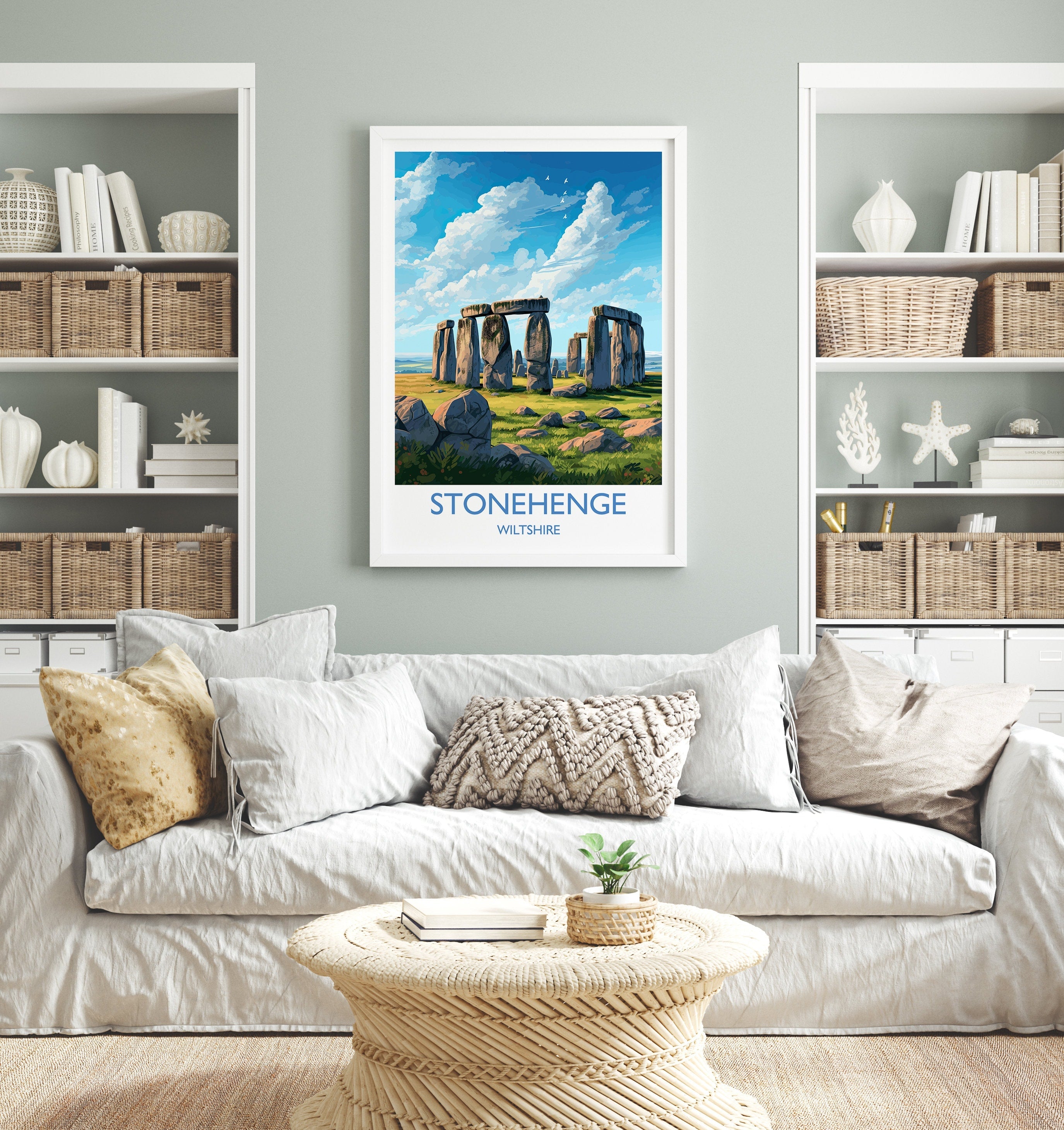 Stonehenge Travel Print, Travel Poster of Stonehenge, England, Wiltshire, Stonehenge Gift, Wall Art Print NQ Media Designs