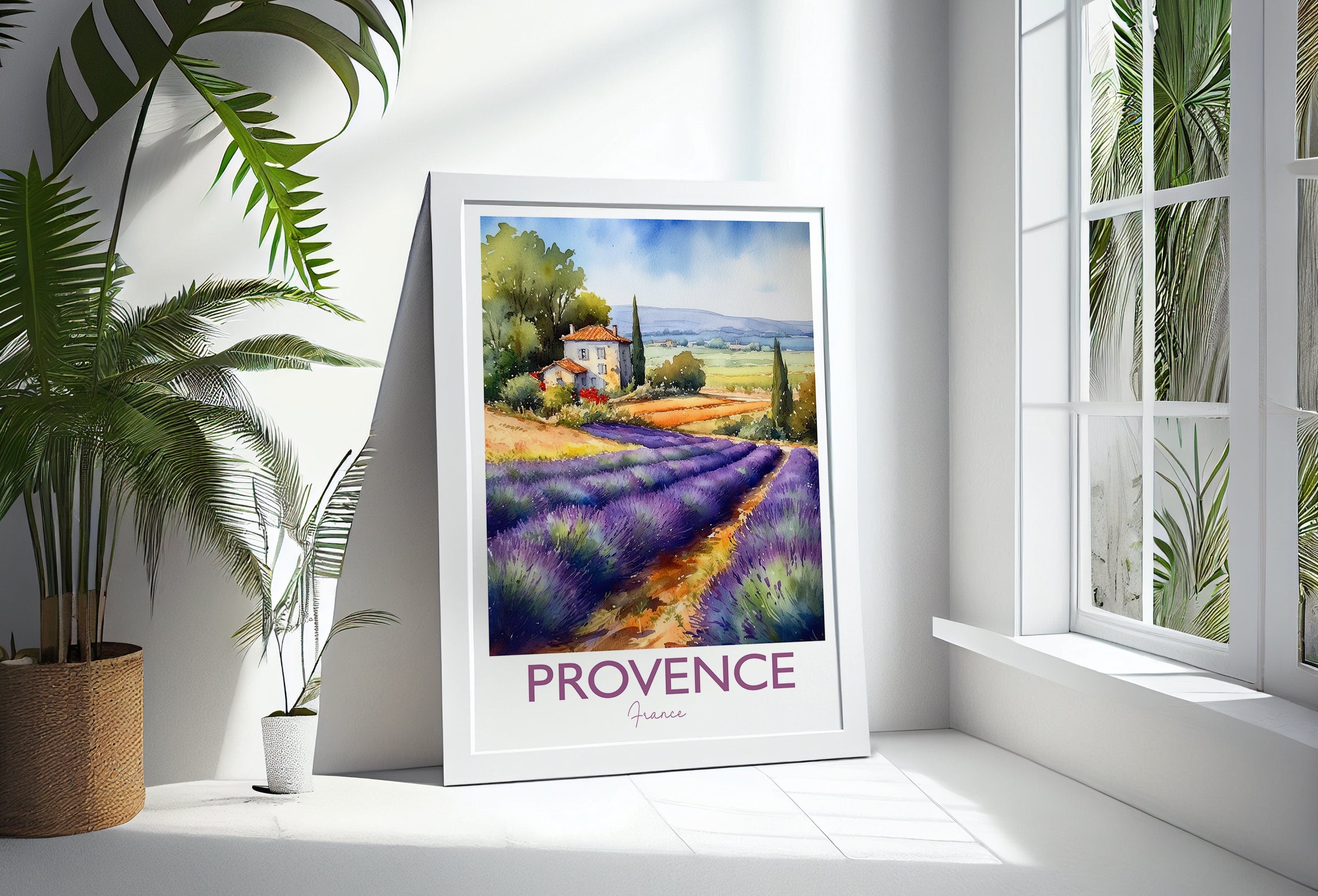 Provence Travel Print, Travel Poster of Provence, France, Provence Gift, Travel Watercolour Gift NQ Media Designs