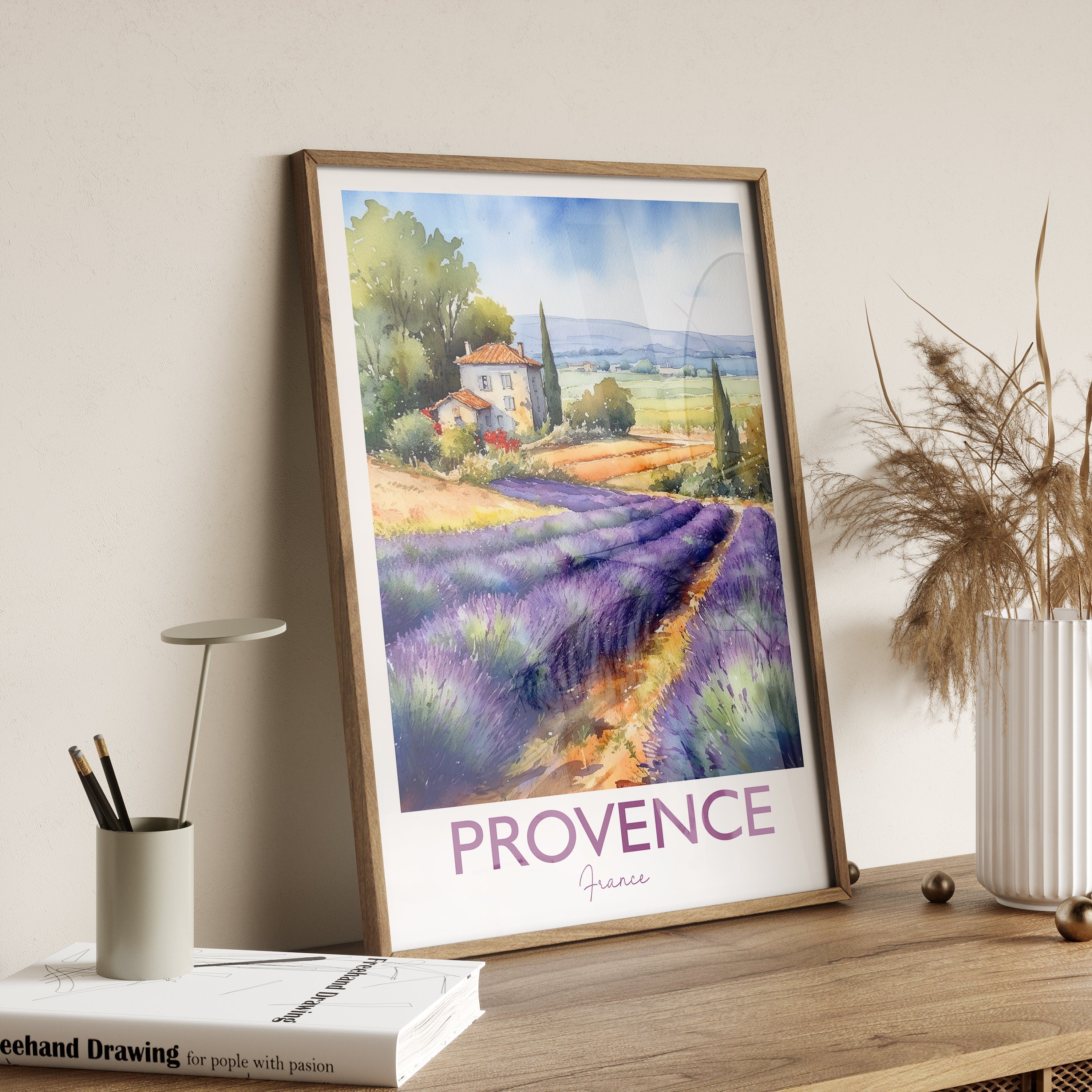 Provence Travel Print, Travel Poster of Provence, France, Provence Gift, Travel Watercolour Gift NQ Media Designs