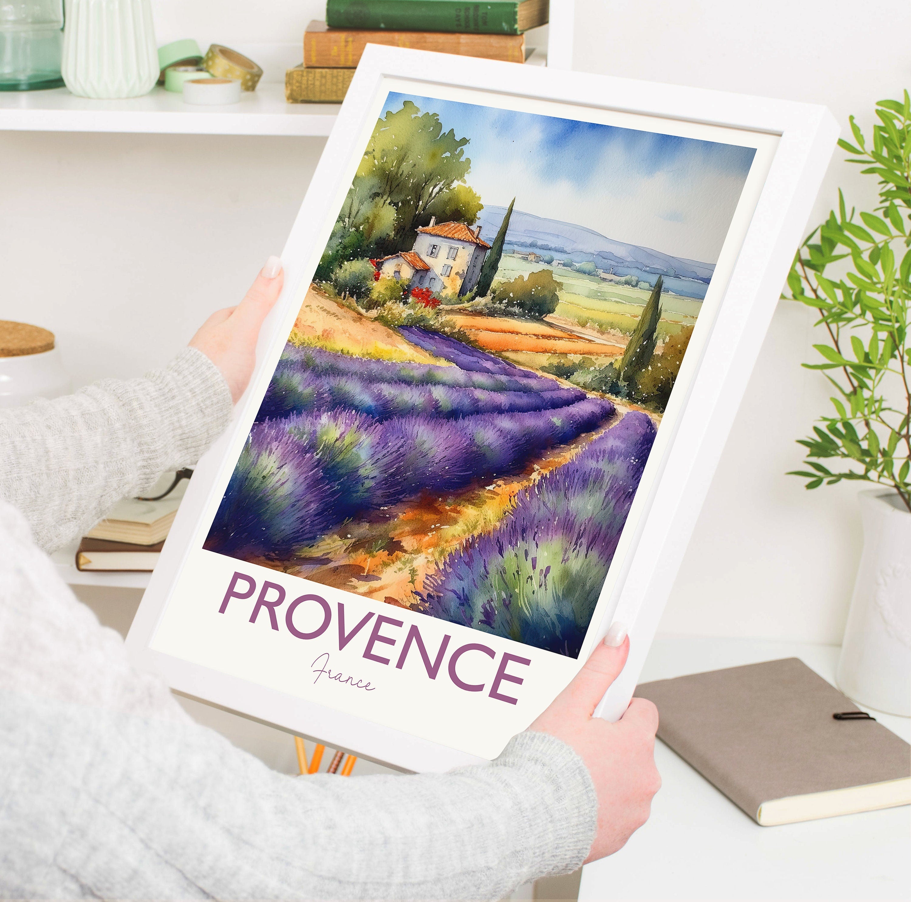 Provence Travel Print, Travel Poster of Provence, France, Provence Gift, Travel Watercolour Gift NQ Media Designs
