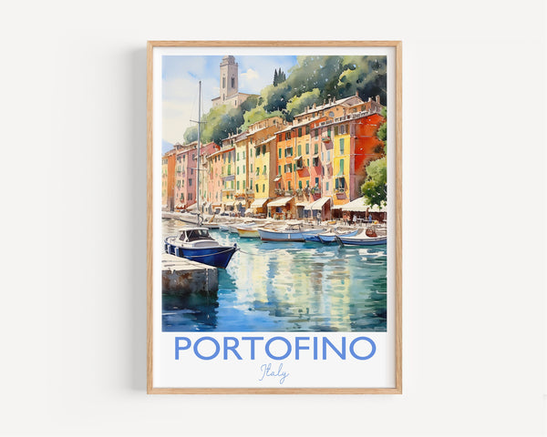 Portofino Poster, Travel Print of Portofino, Italy, Portofino Gift, Travel Watercolour Gift