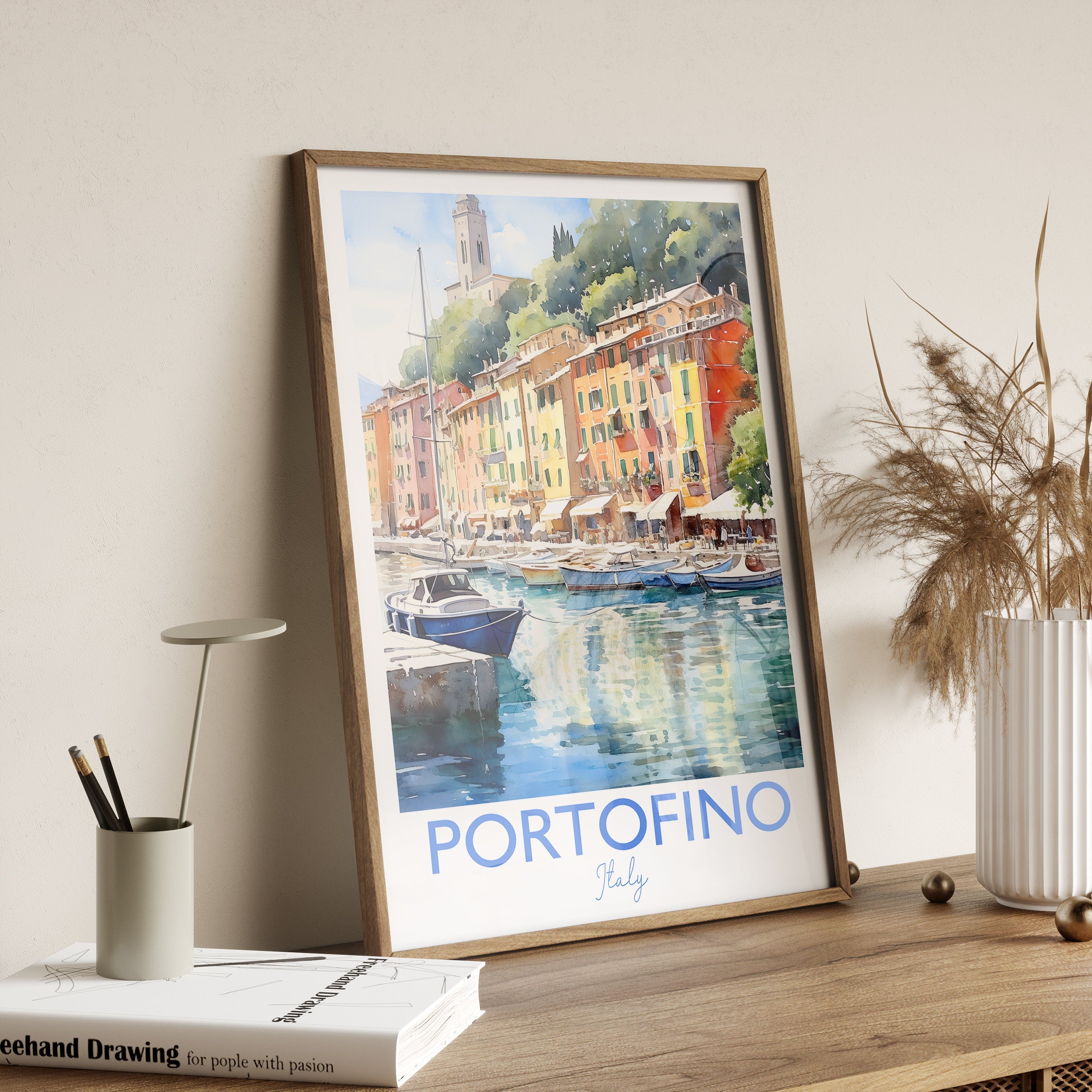 Portofino Poster, Travel Print of Portofino, Italy, Portofino Gift, Travel Watercolour Gift NQ Media Designs