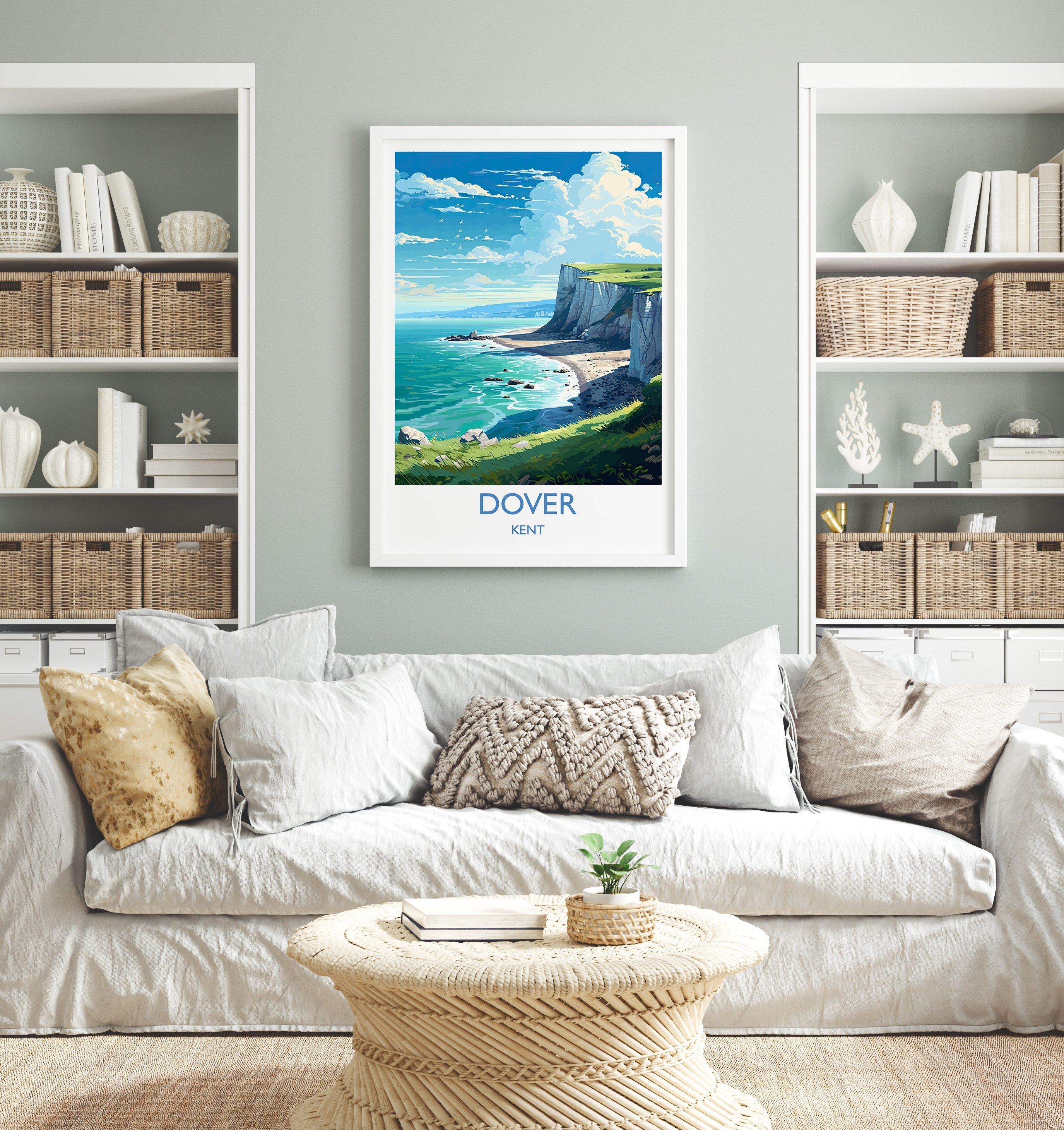 Dover Travel Print, Travel Poster of Dover, England, Kent Coast Art, White Cliffs Gift, Wall Art Print NQ Media Designs