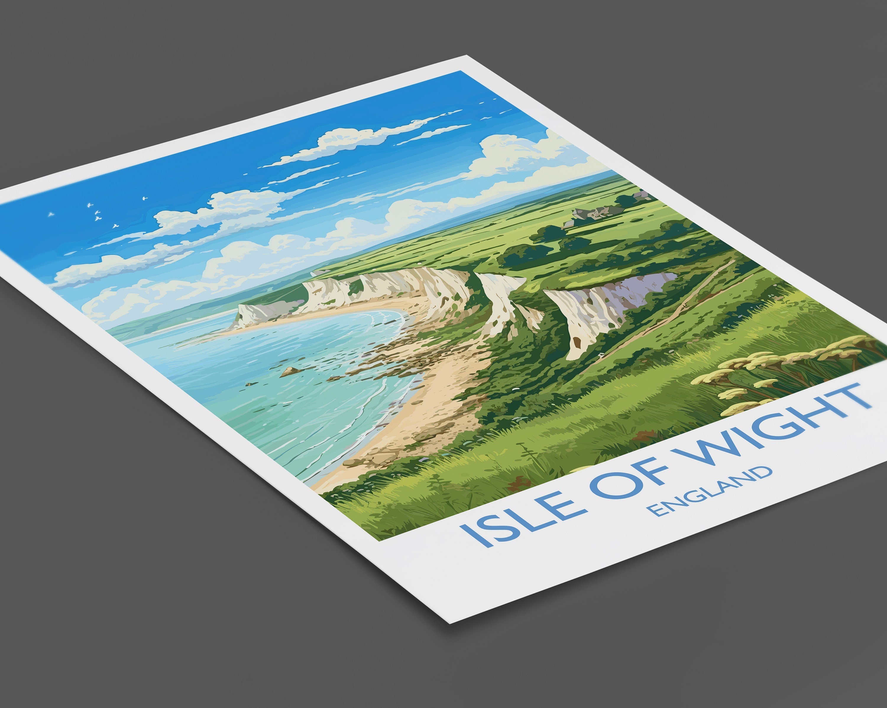 Isle of Wight Travel Print, Travel Poster of Isle of Wight, England, Coast Art, Isle of Wight Gift, Wall Art Print NQ Media Designs
